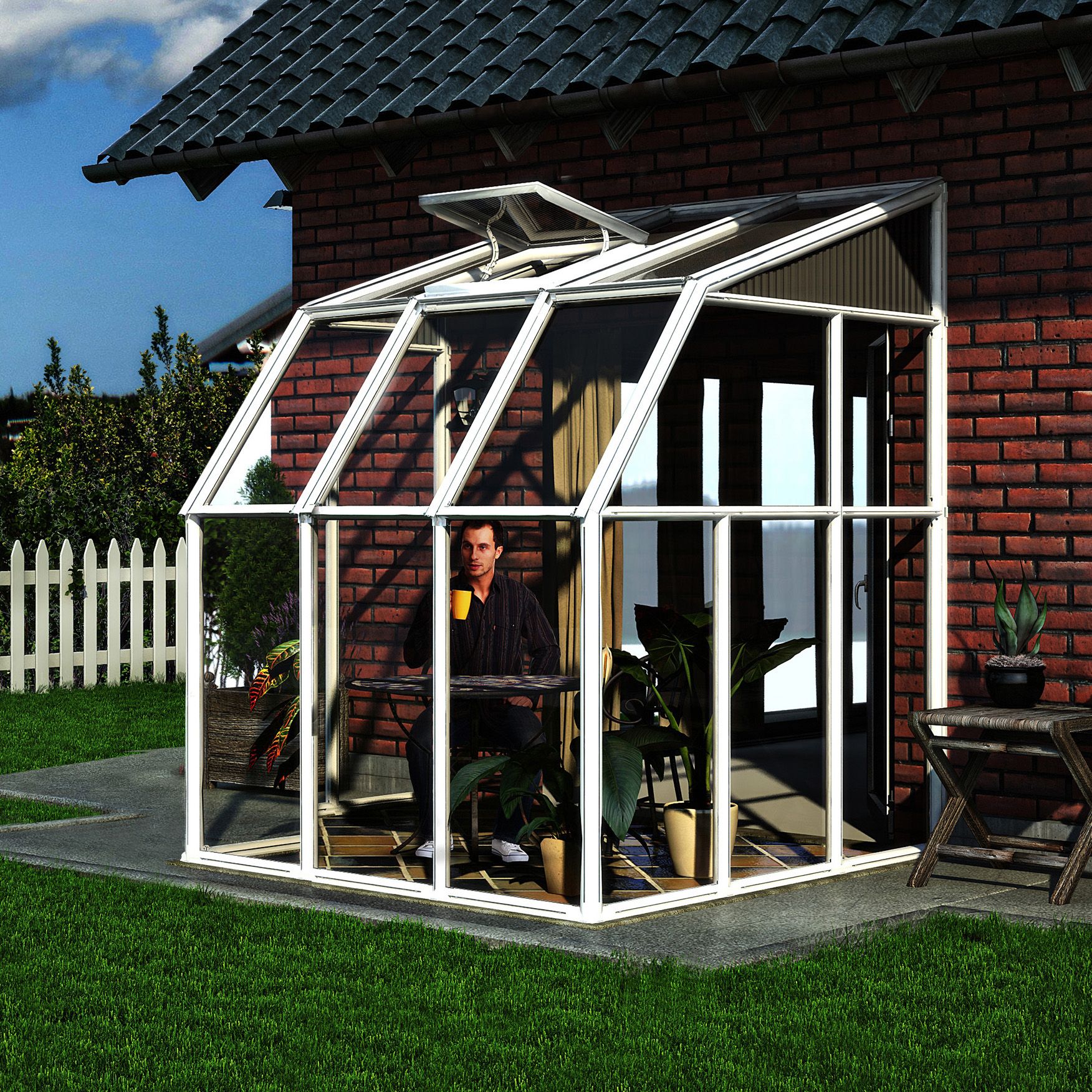 Palram - Canopia 6x6 ft Barn Plastic Sun room & 1 window