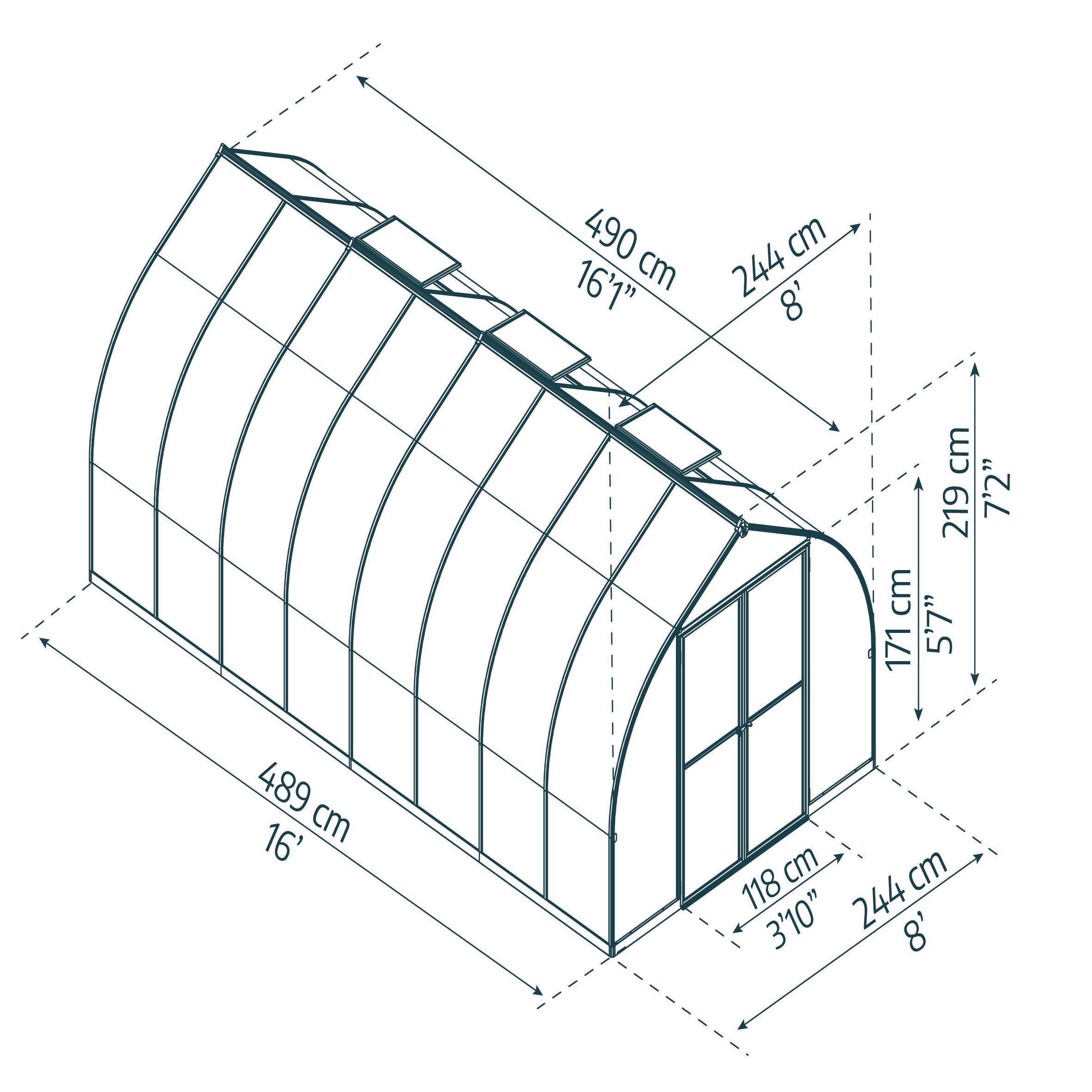 Palram - Canopia Bella Silver 8x16 Greenhouse