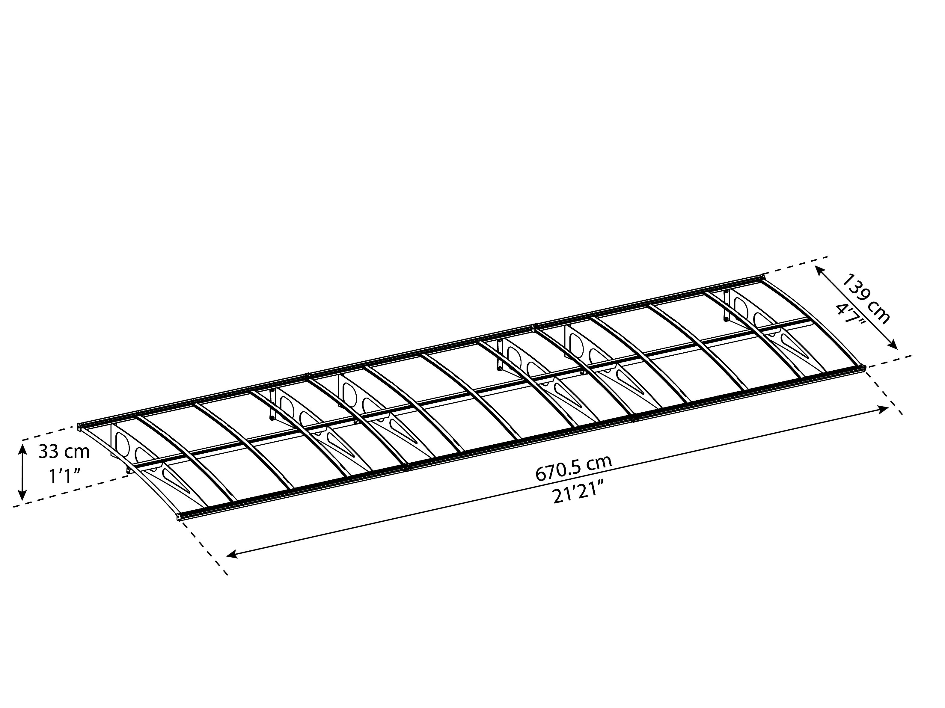 Palram - Canopia Bordeaux Door canopy, (H)330mm (W)6705mm (D)139mm
