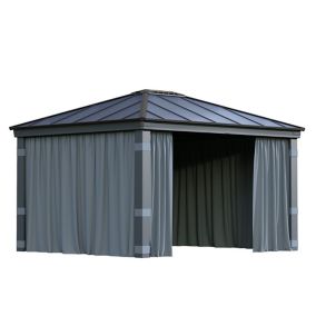 Palram - Canopia Dallas Grey Polyester (PES) Gazebo curtain, Pack of 4 (L)2120mm (W)4090mm