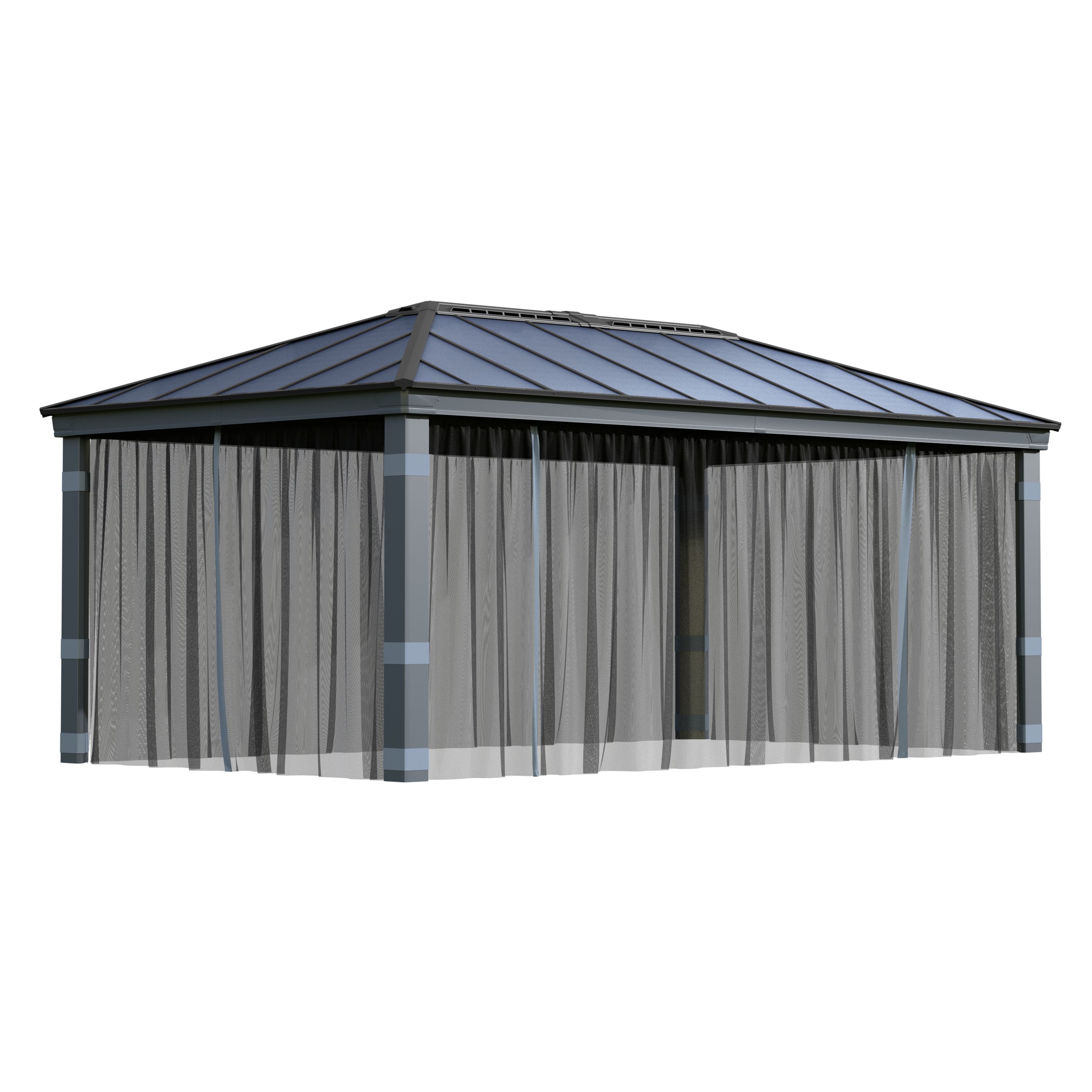 Palram - Canopia Dallas Grey Polyester (PES) Gazebo netting, Pack of 4 (L)2120mm (W)5070mm