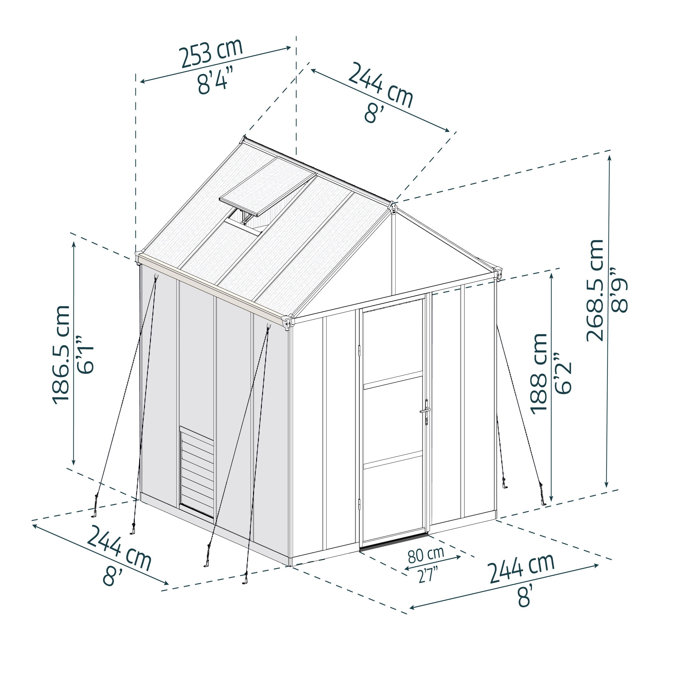 Palram - Canopia Glory Grey 8x8 Greenhouse