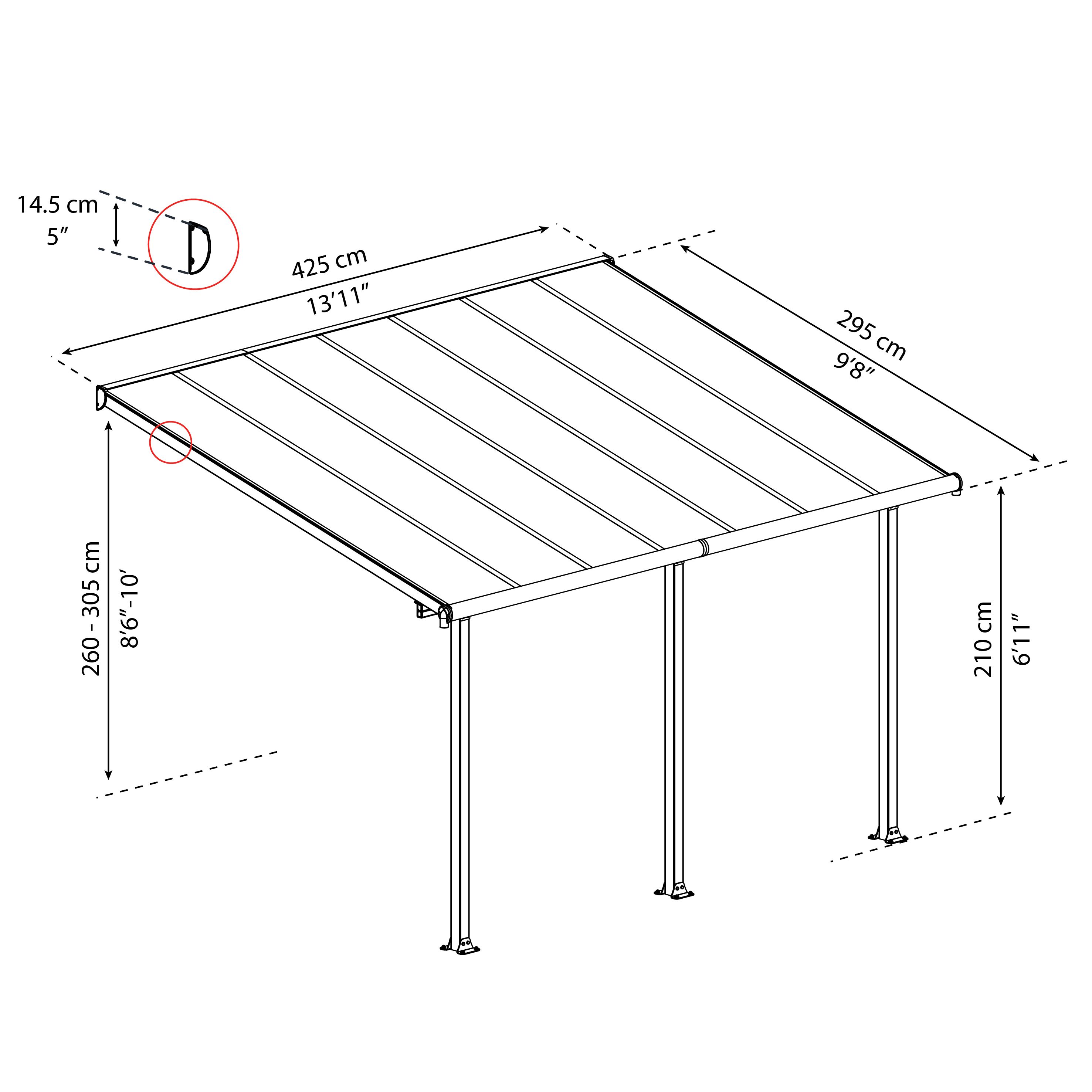 Palram - Canopia Grey Patio cover (H)3050mm (W)2950mm (D)4250mm