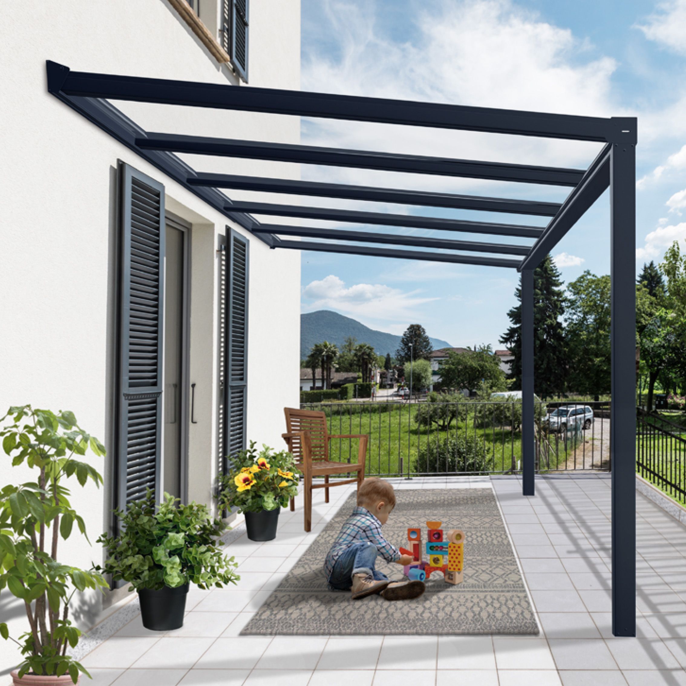 Palram - Canopia Grey Patio cover (H)3400mm (W)3700mm