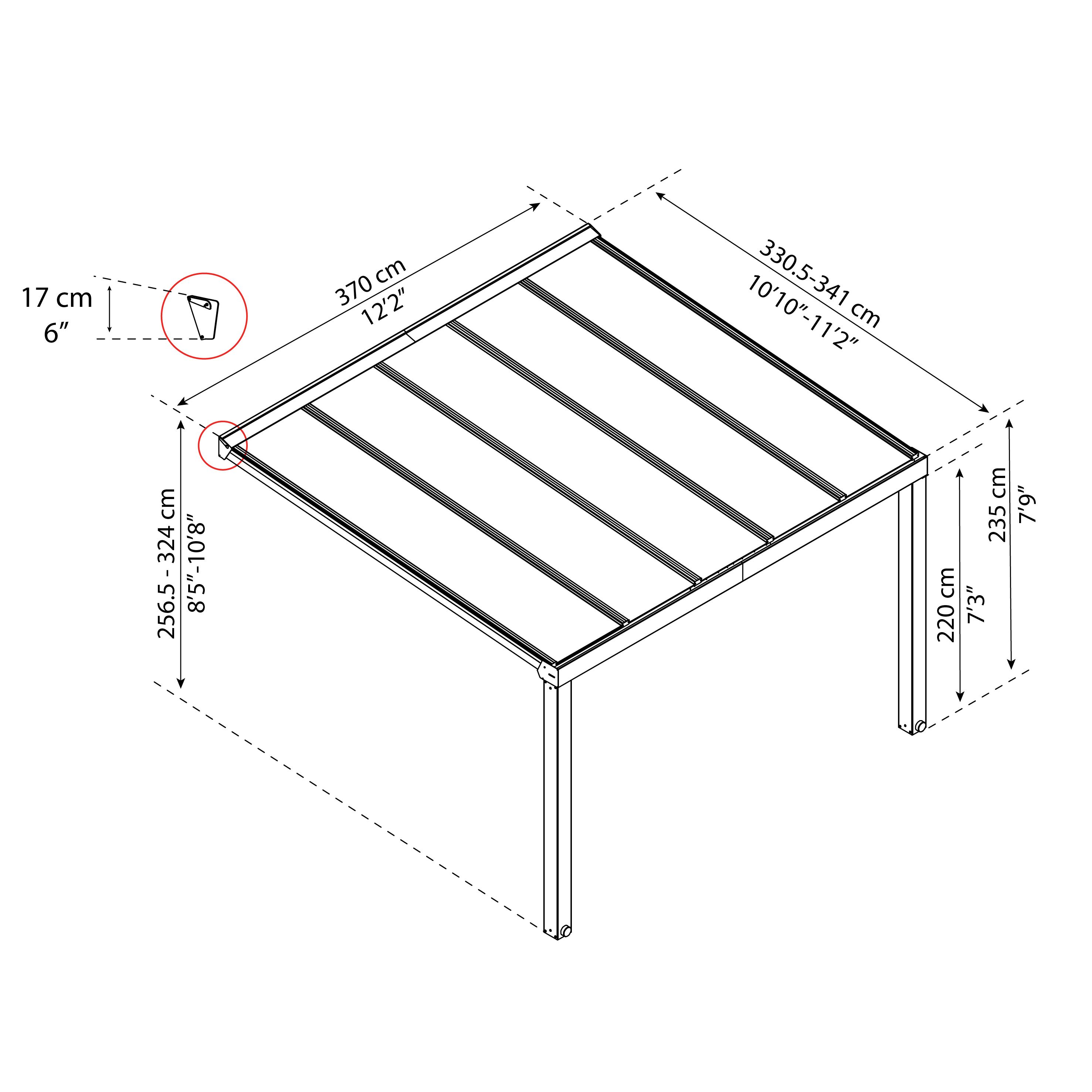 Palram - Canopia Grey Patio cover (H)3400mm (W)3700mm