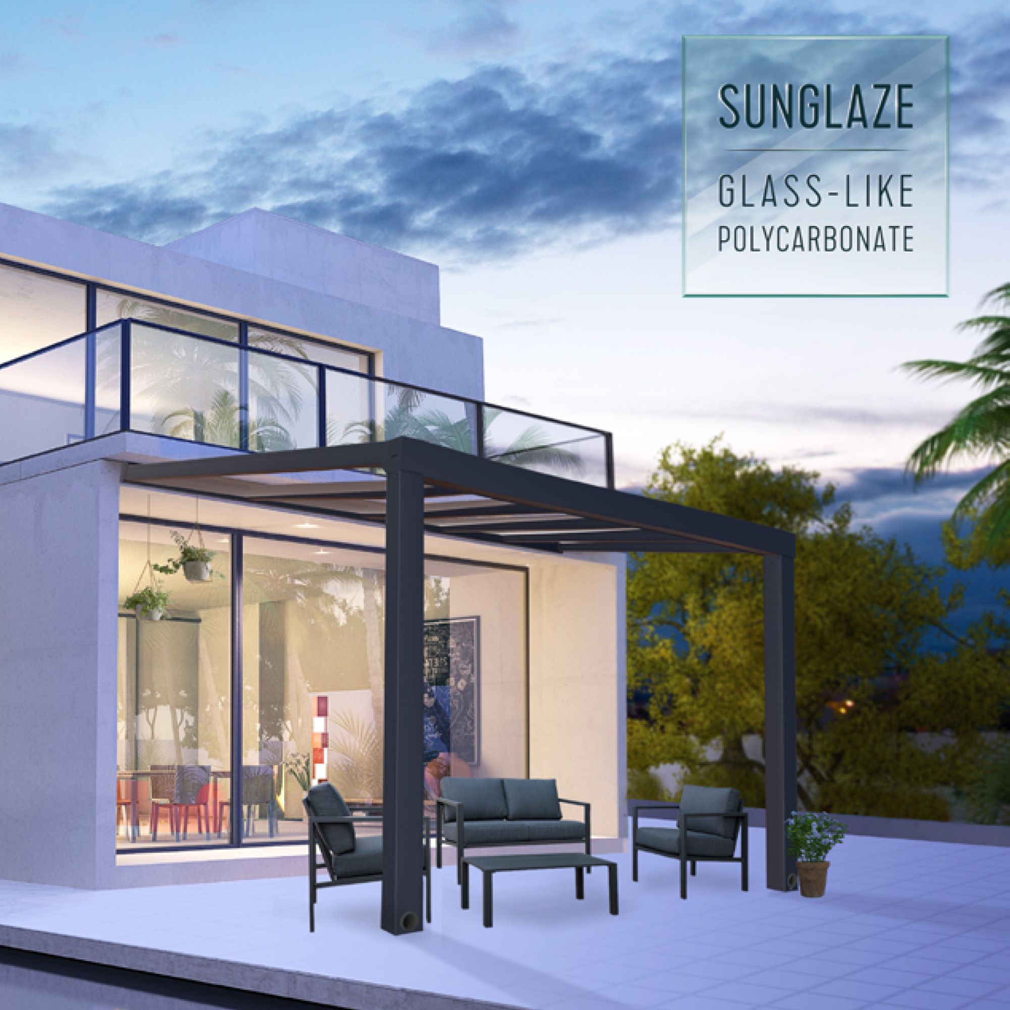 Palram - Canopia Grey Patio cover (H)3400mm (W)3700mm