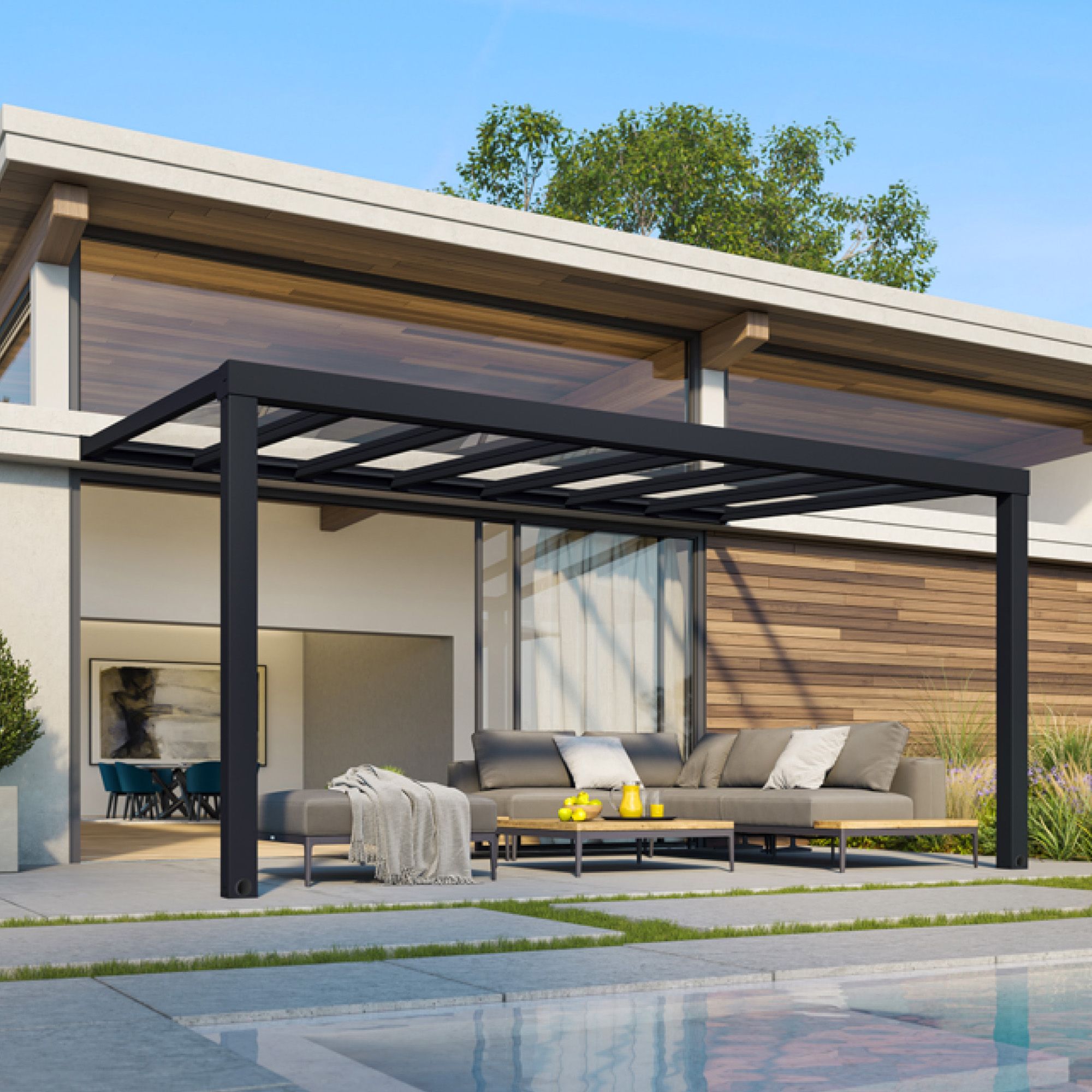 Palram - Canopia Grey Patio cover (H)3400mm (W)5200mm