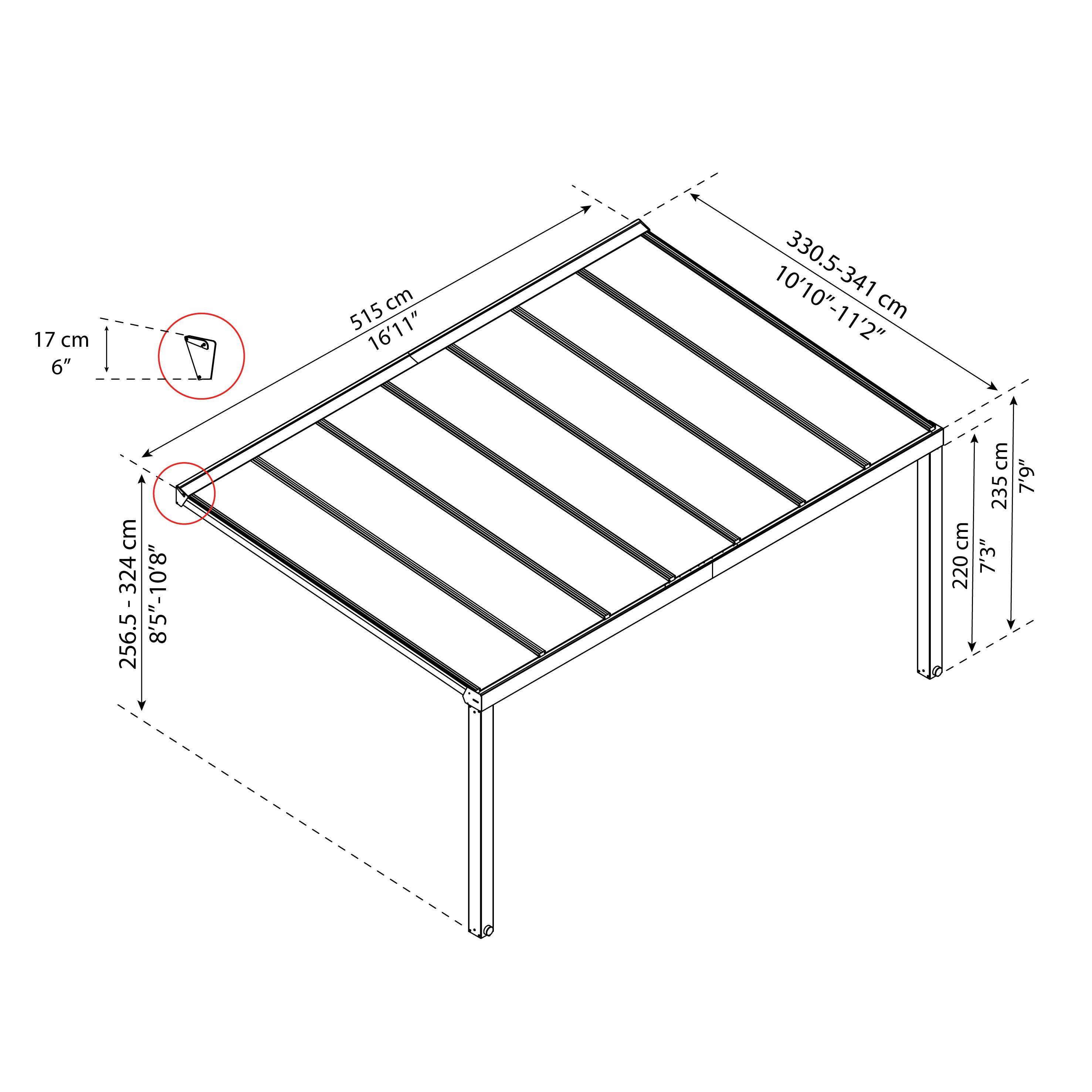 Palram - Canopia Grey Patio cover (H)3400mm (W)5200mm