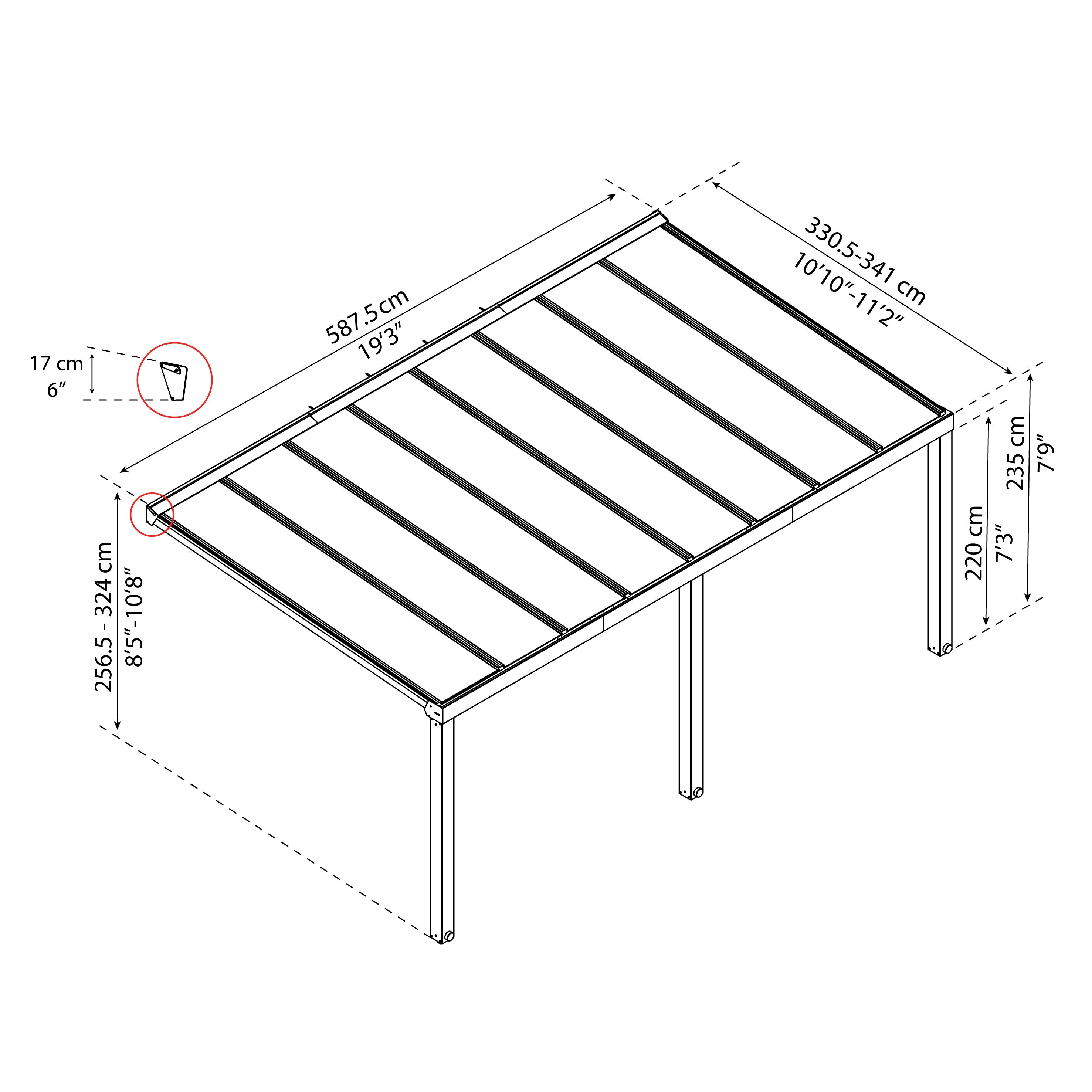 Palram - Canopia Grey Patio cover (H)3400mm (W)5900mm