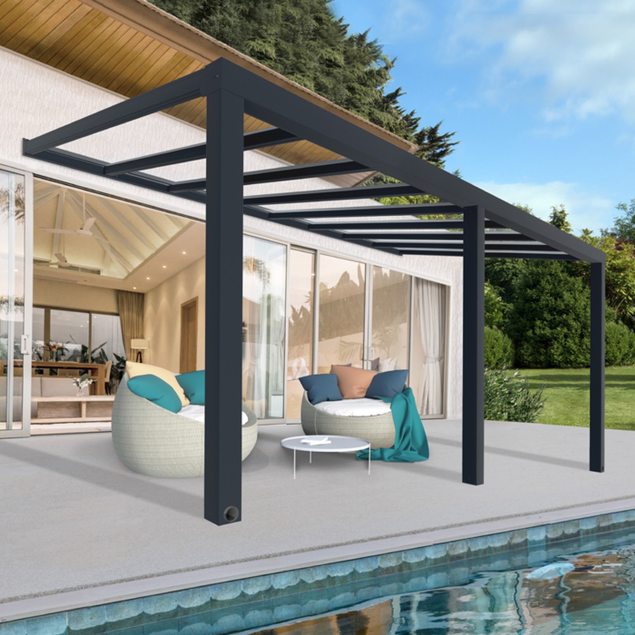 Palram - Canopia Grey Patio cover (H)3400mm (W)5900mm