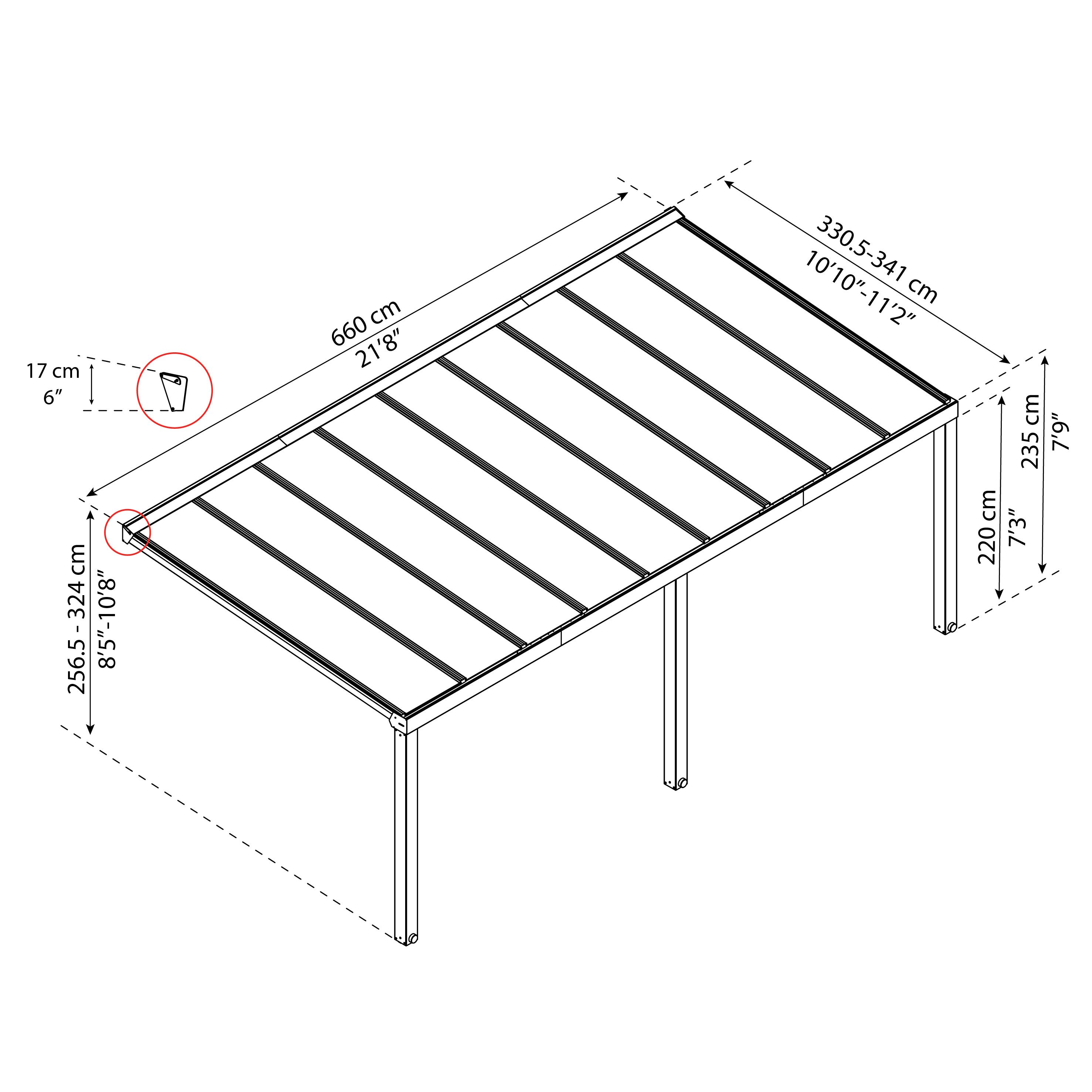 Palram - Canopia Grey Patio cover (H)3400mm (W)6600mm