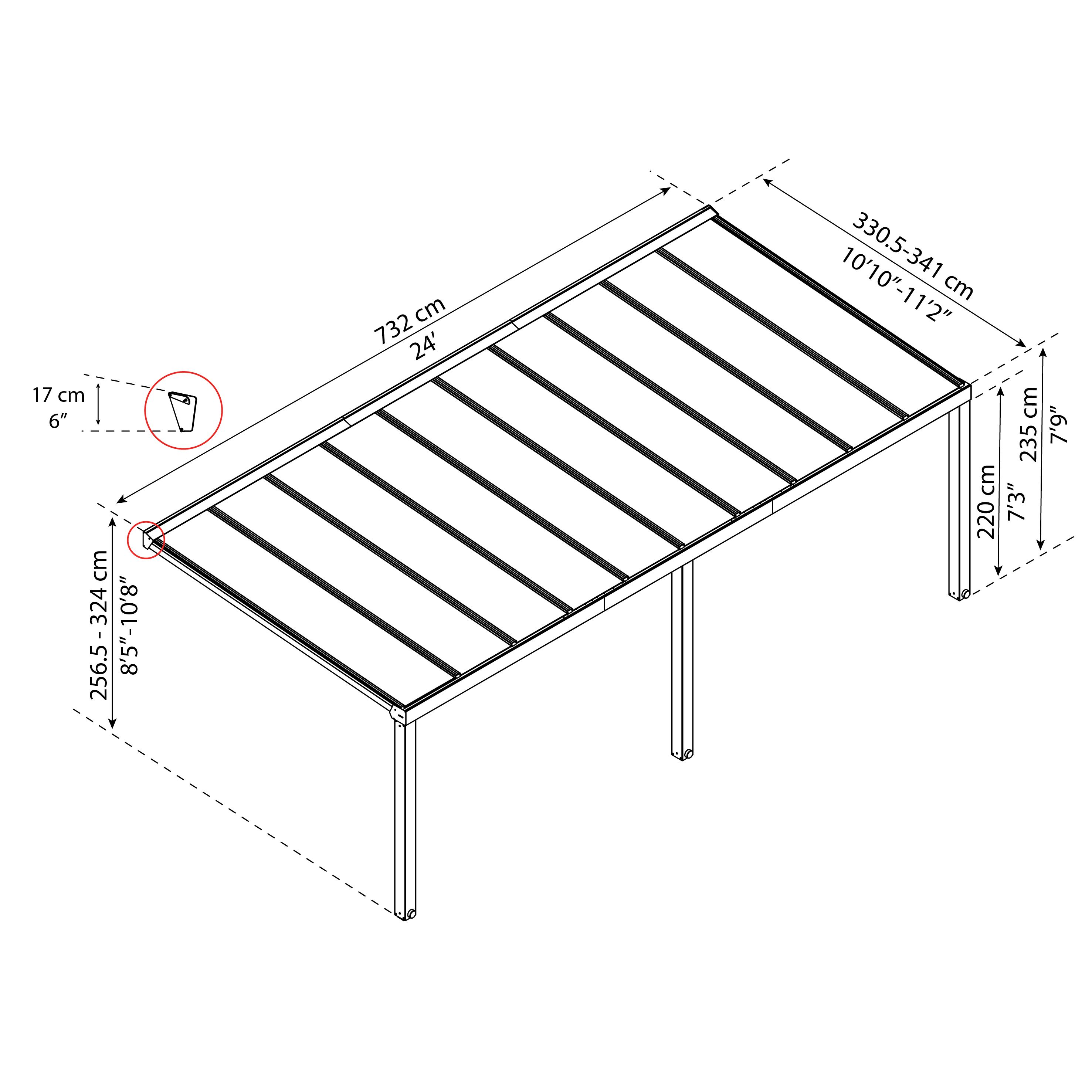 Palram - Canopia Grey Patio cover (H)3400mm (W)7400mm