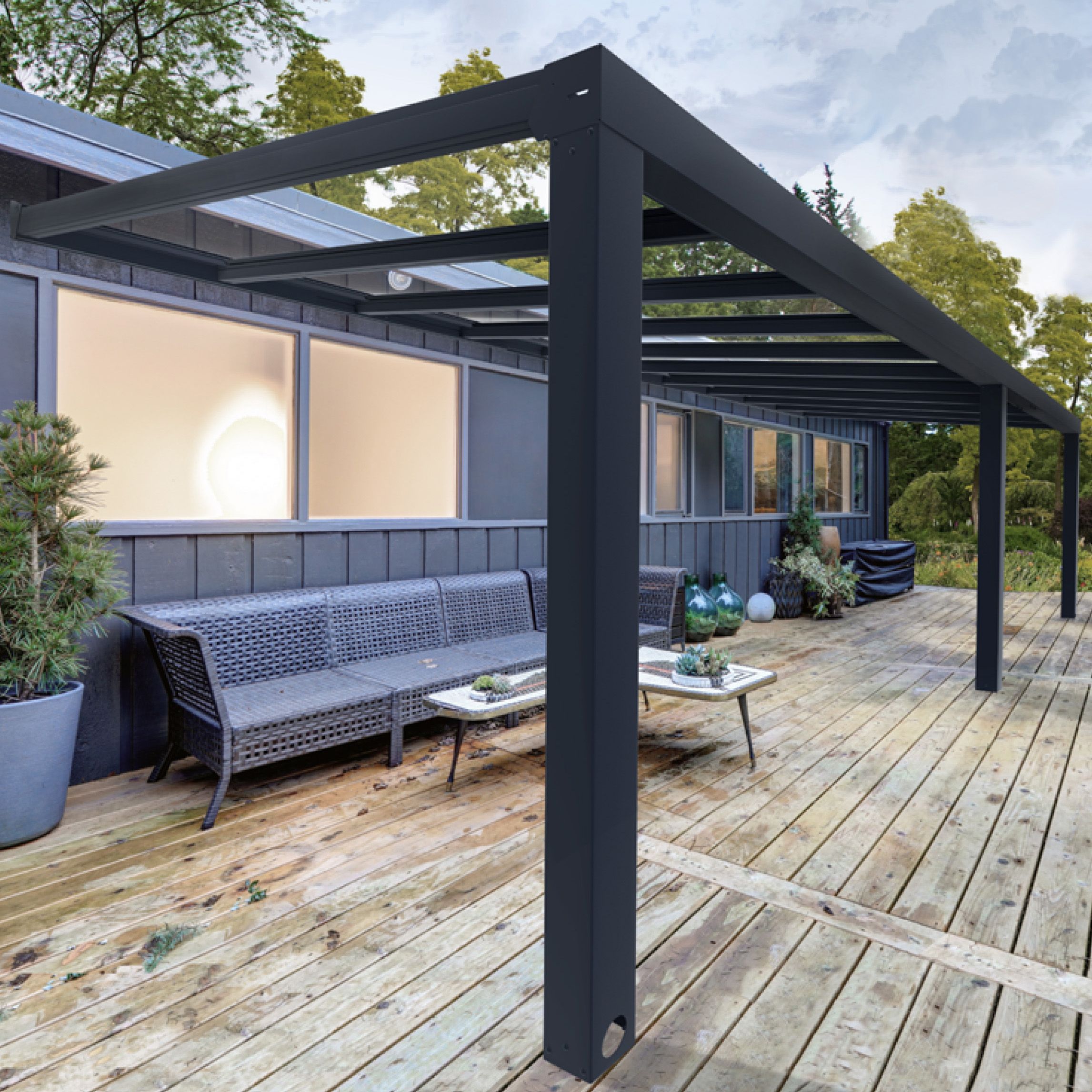 Palram - Canopia Grey Patio cover (H)3400mm (W)7400mm