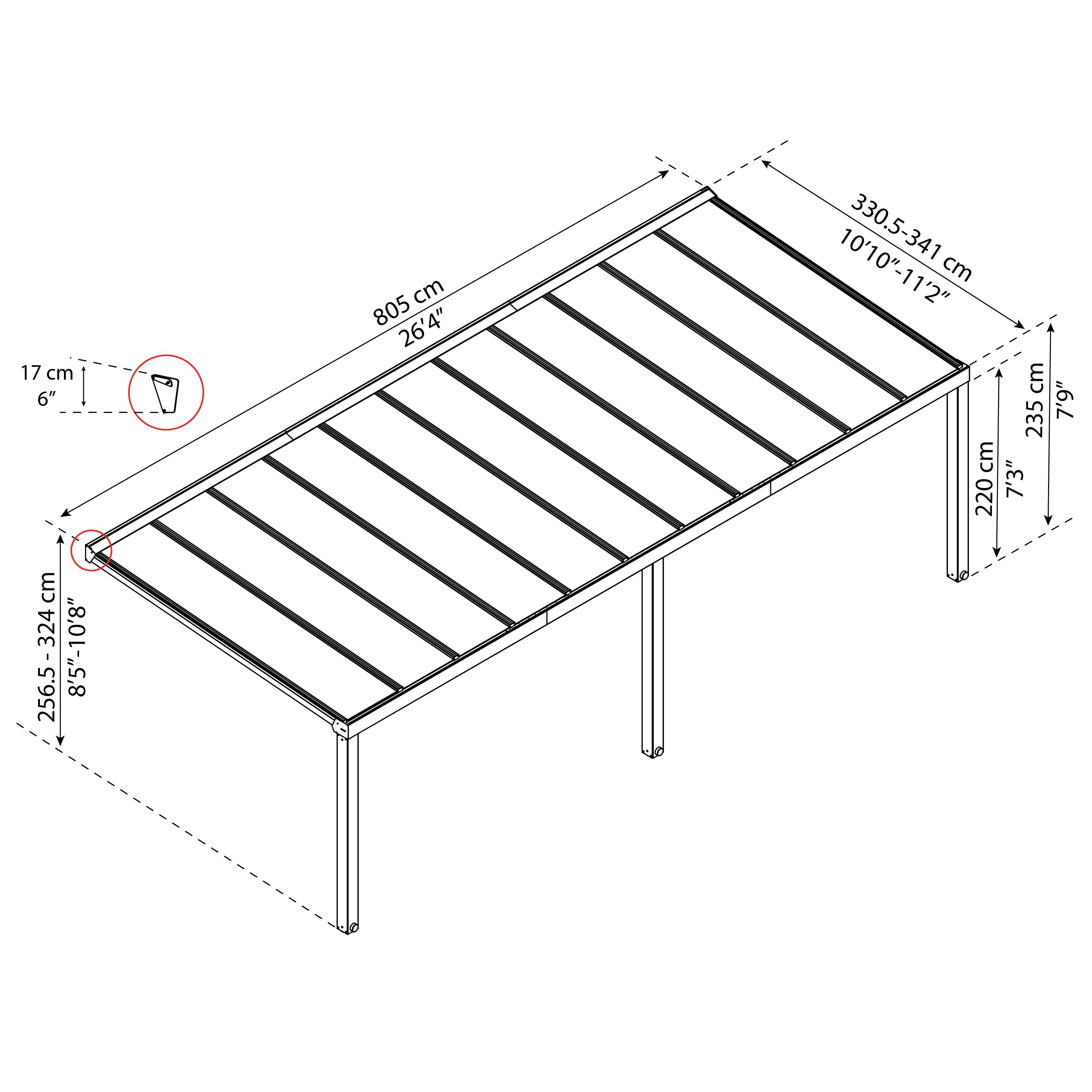 Palram - Canopia Grey Patio cover (H)3400mm (W)8100mm