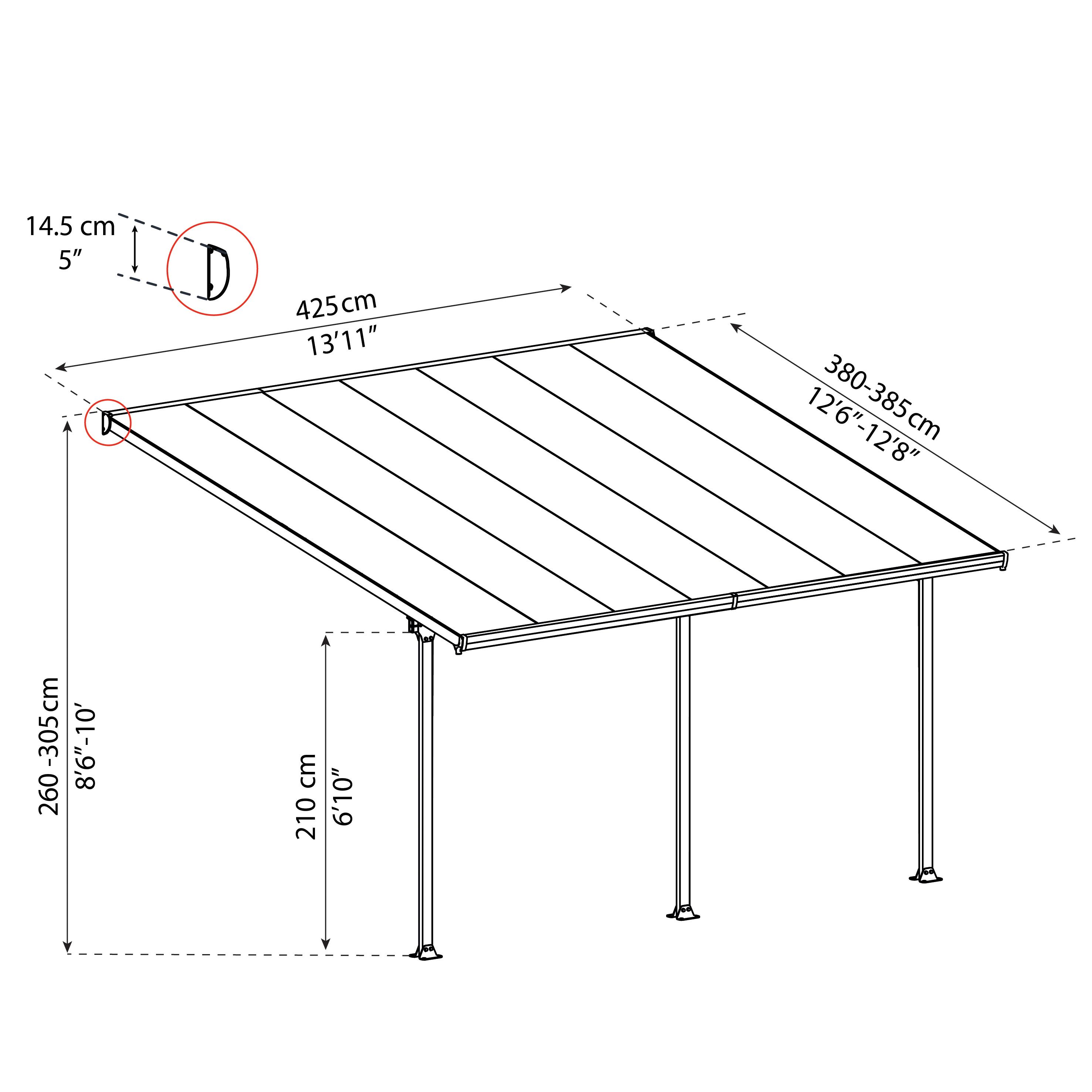 Palram - Canopia Grey Patio cover (H)4000mm (W)4200mm