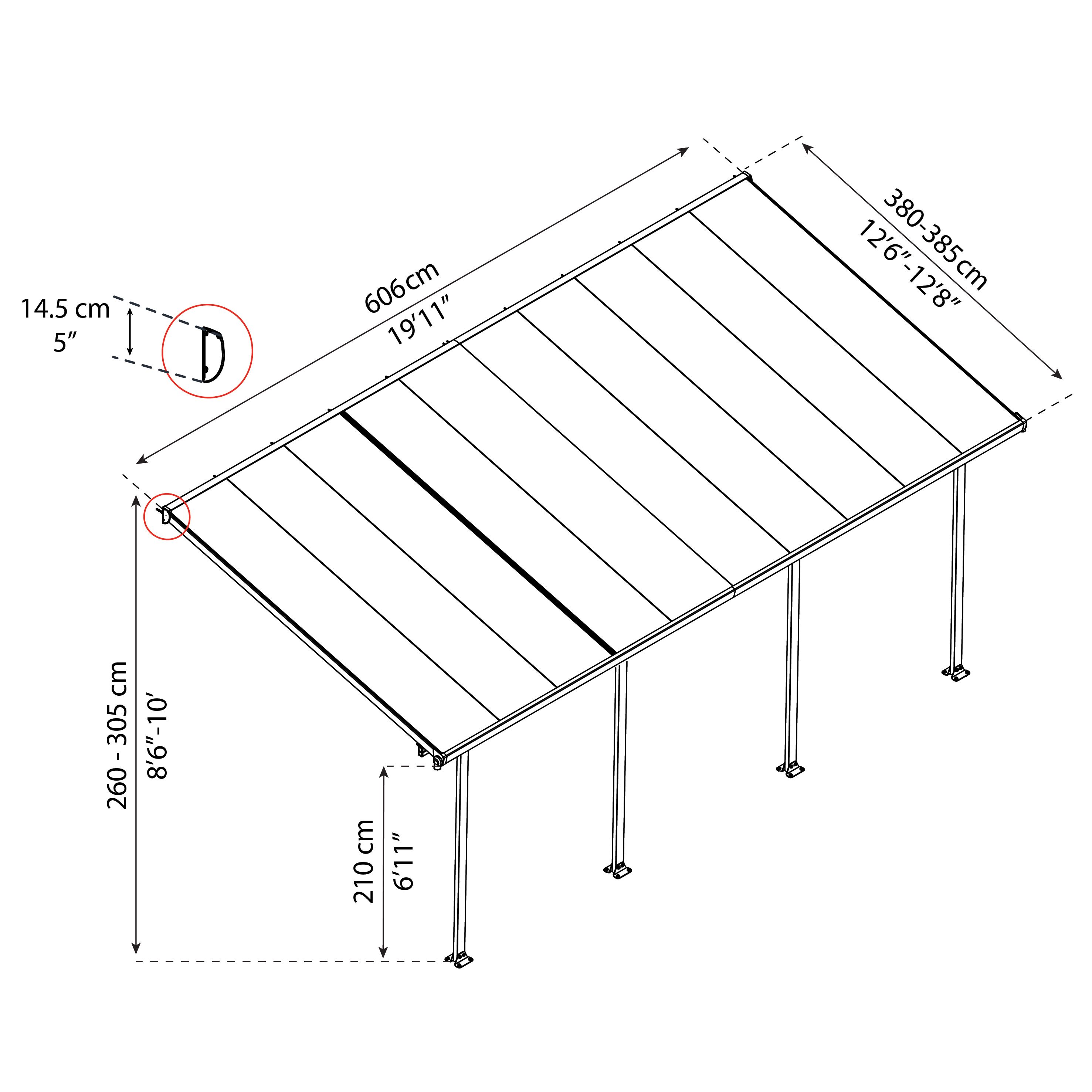 Palram - Canopia Grey Patio cover (H)4000mm (W)6060mm