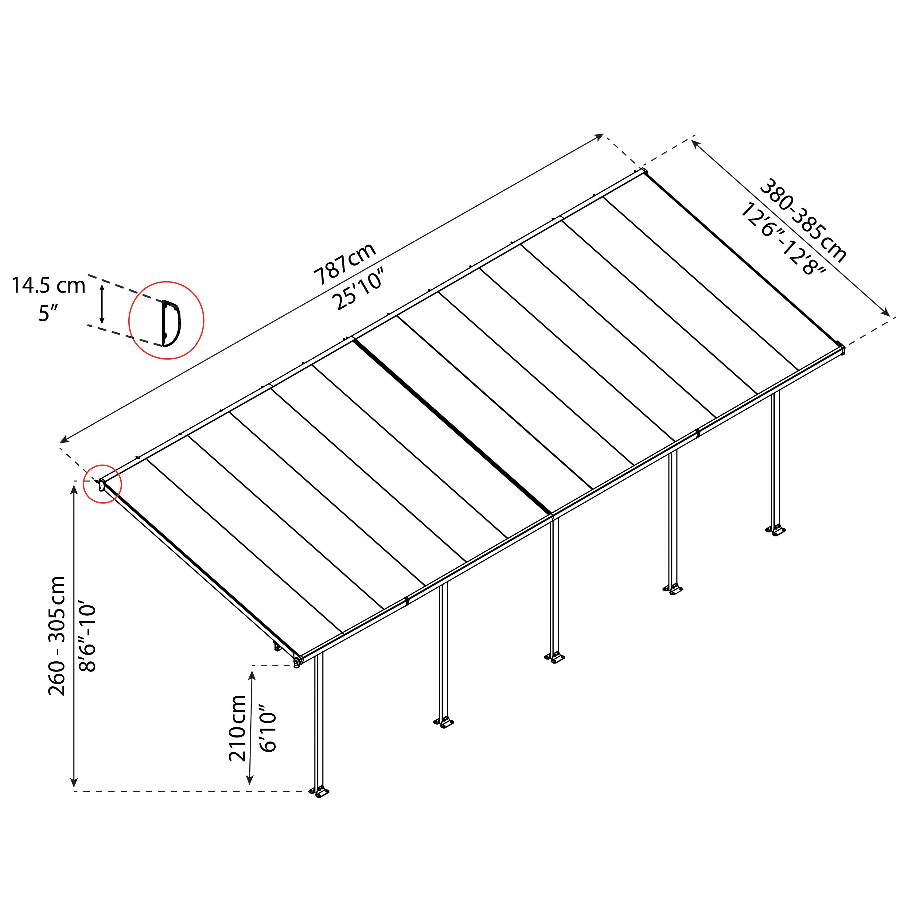 Palram - Canopia Grey Patio cover (H)4000mm (W)7870mm