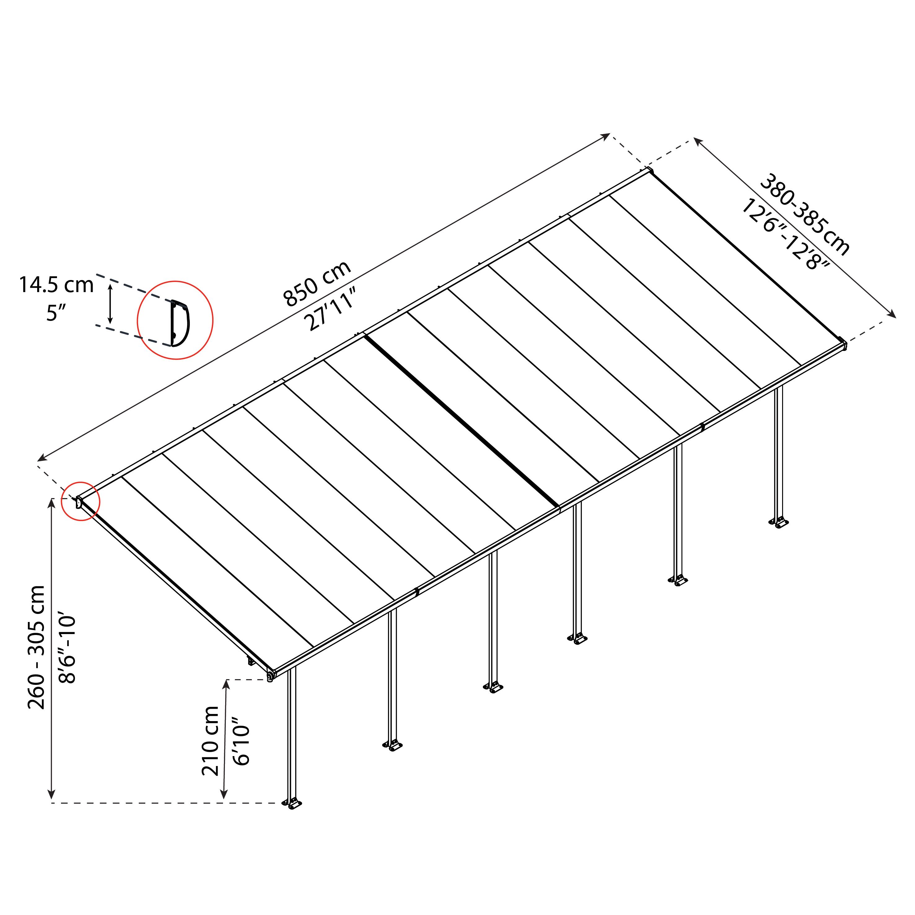 Palram - Canopia Grey Patio cover (H)4000mm (W)8500mm