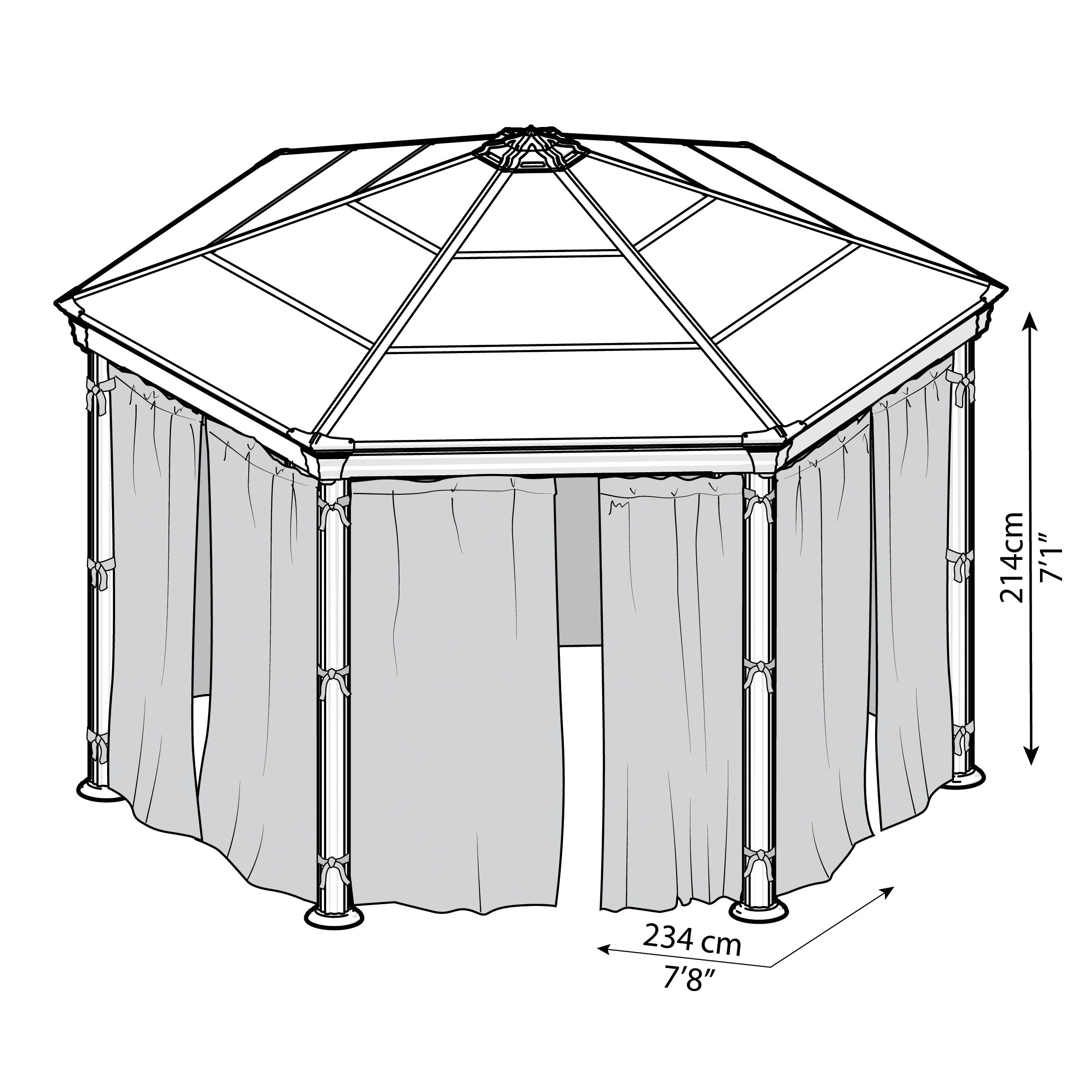 Palram - Canopia Hexagonal Grey Polyester (PES) Gazebo curtain, Pack of 6 (L)2170mm (W)2320mm