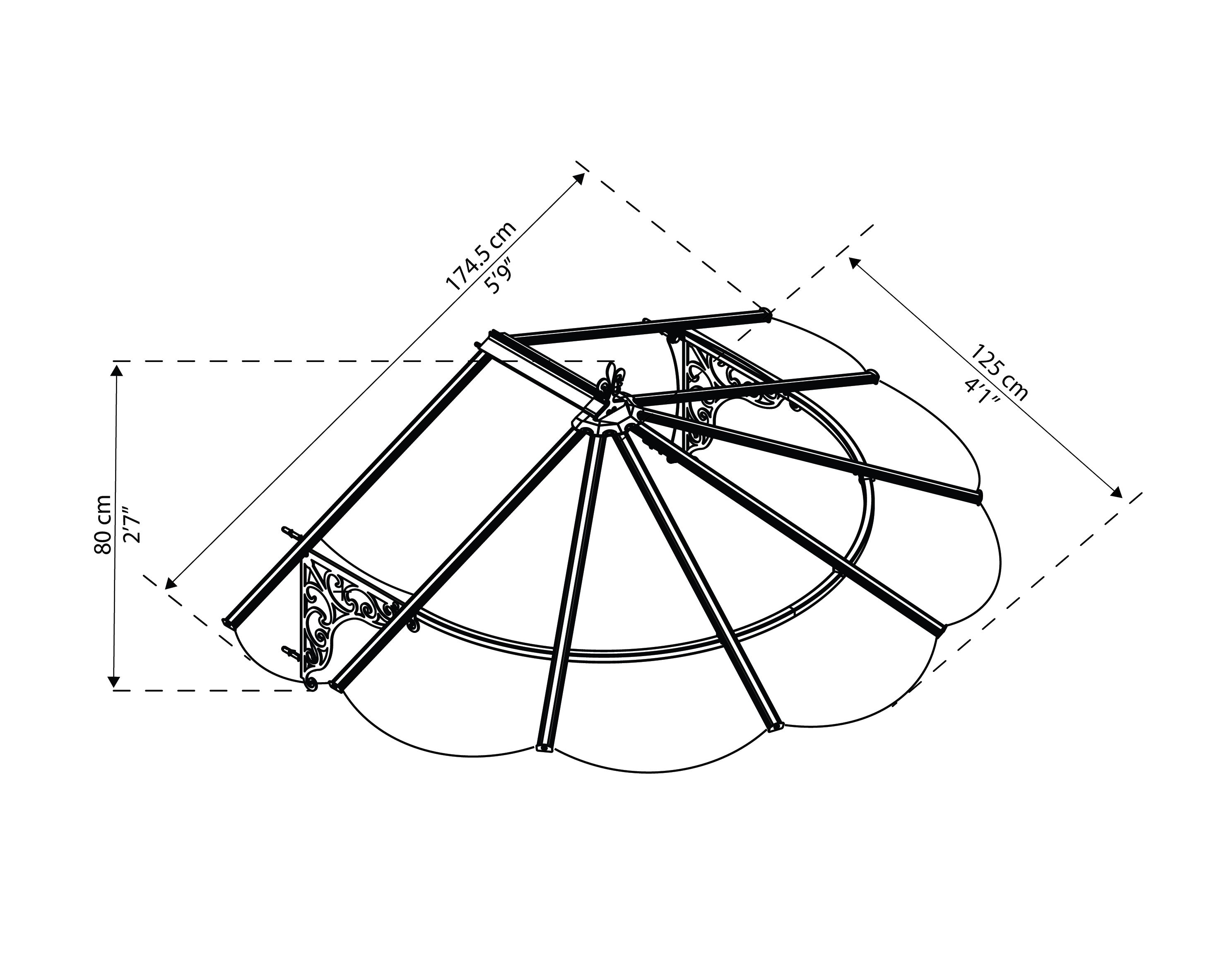 Palram - Canopia Iris Door canopy, (H)799mm (W)1749mm (D)125mm