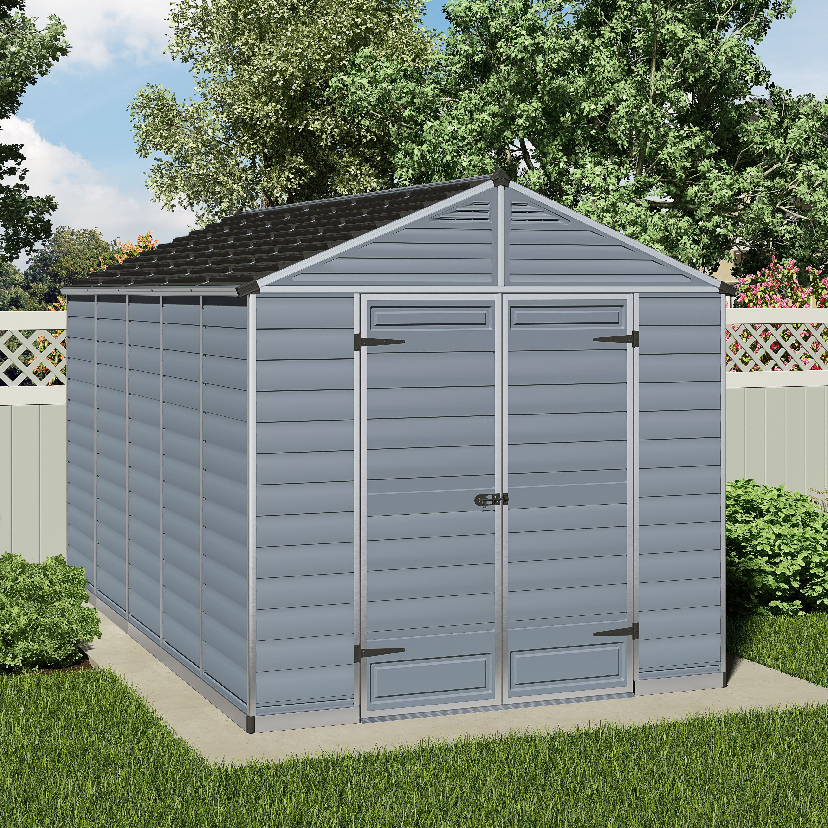 Palram - Canopia Skylight 12x8 ft Apex Dark grey Plastic 2 door Shed ...