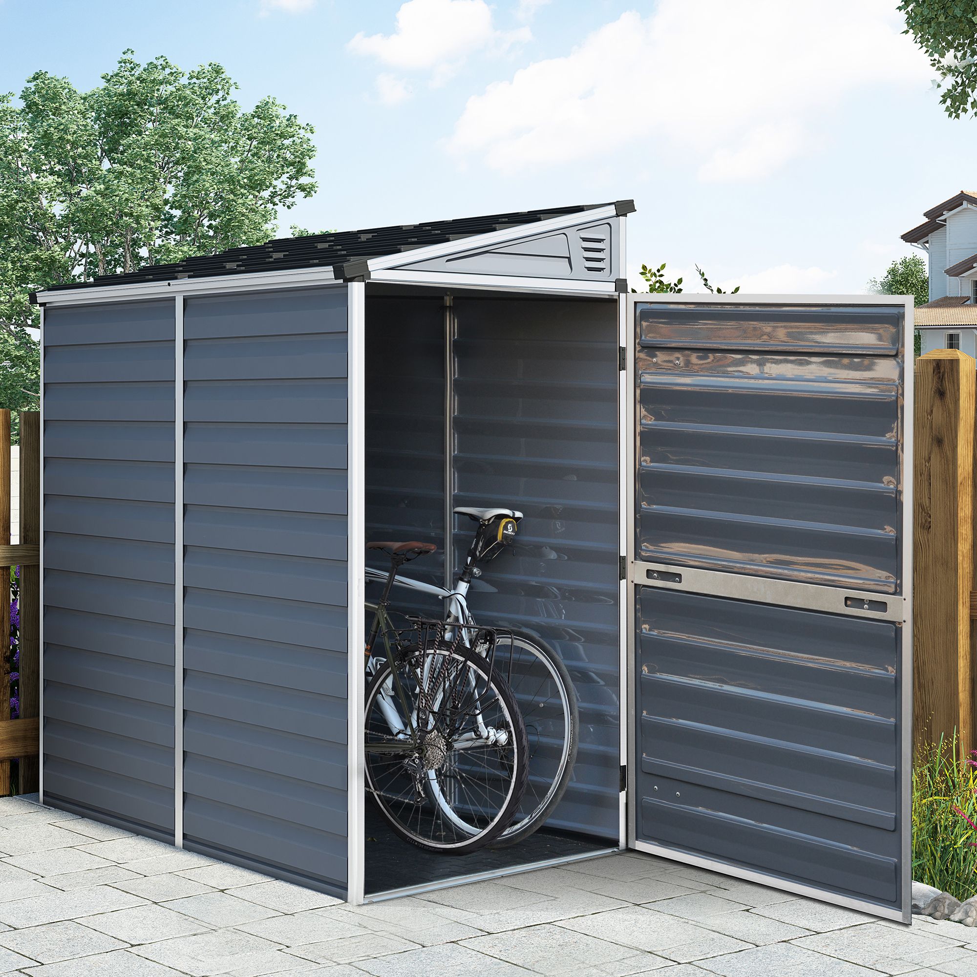 Palram - Canopia Skylight 6x4 ft Pent Dark grey Plastic Shed with floor