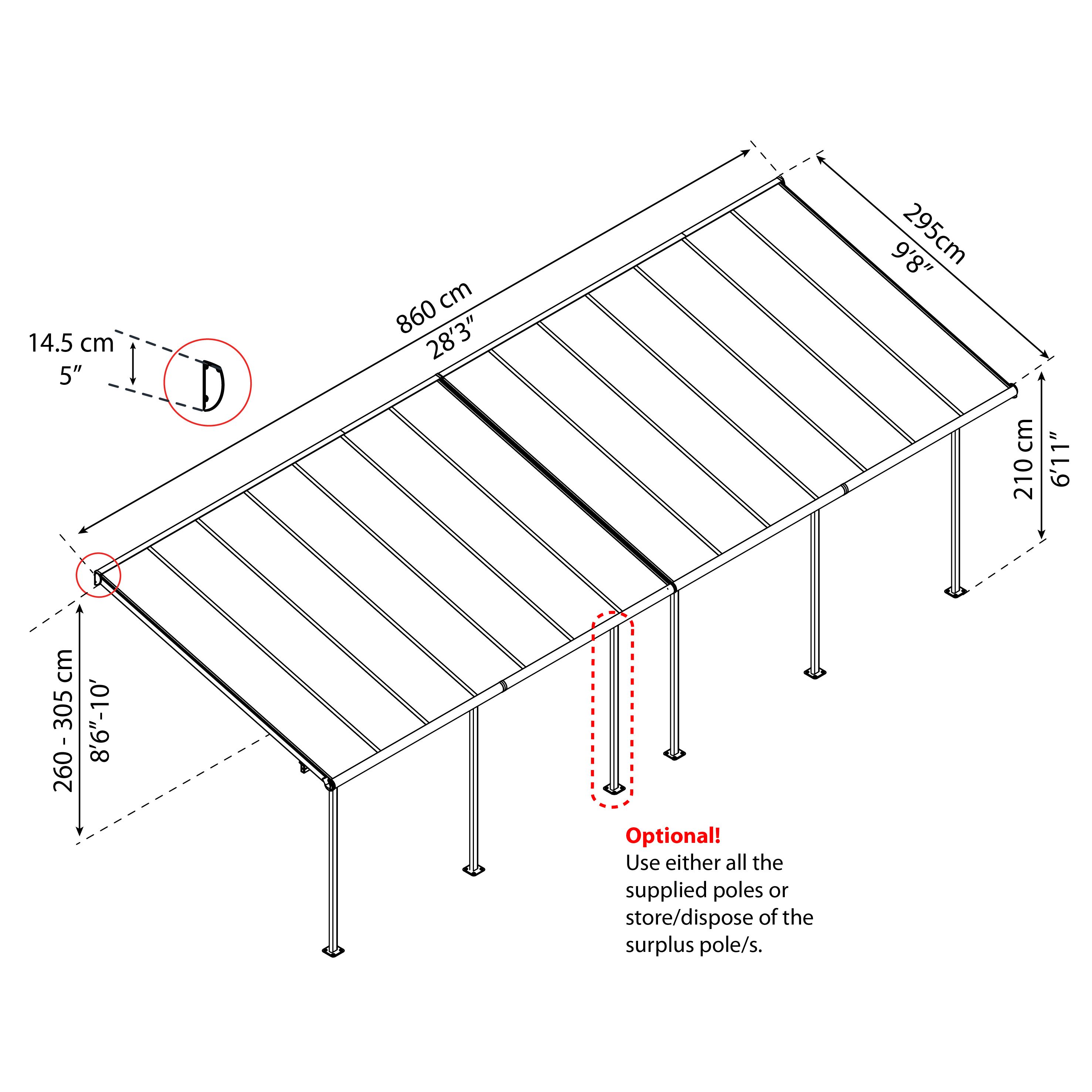 Palram - Canopia White Patio cover (H)3000mm (W)8510mm
