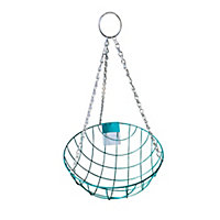 Panacea Classic design Teal Round Wire Hanging basket, 35cm