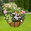 Panacea Classic flat iron appearance Black Round Coco liner & metal frame Hanging basket, 40cm