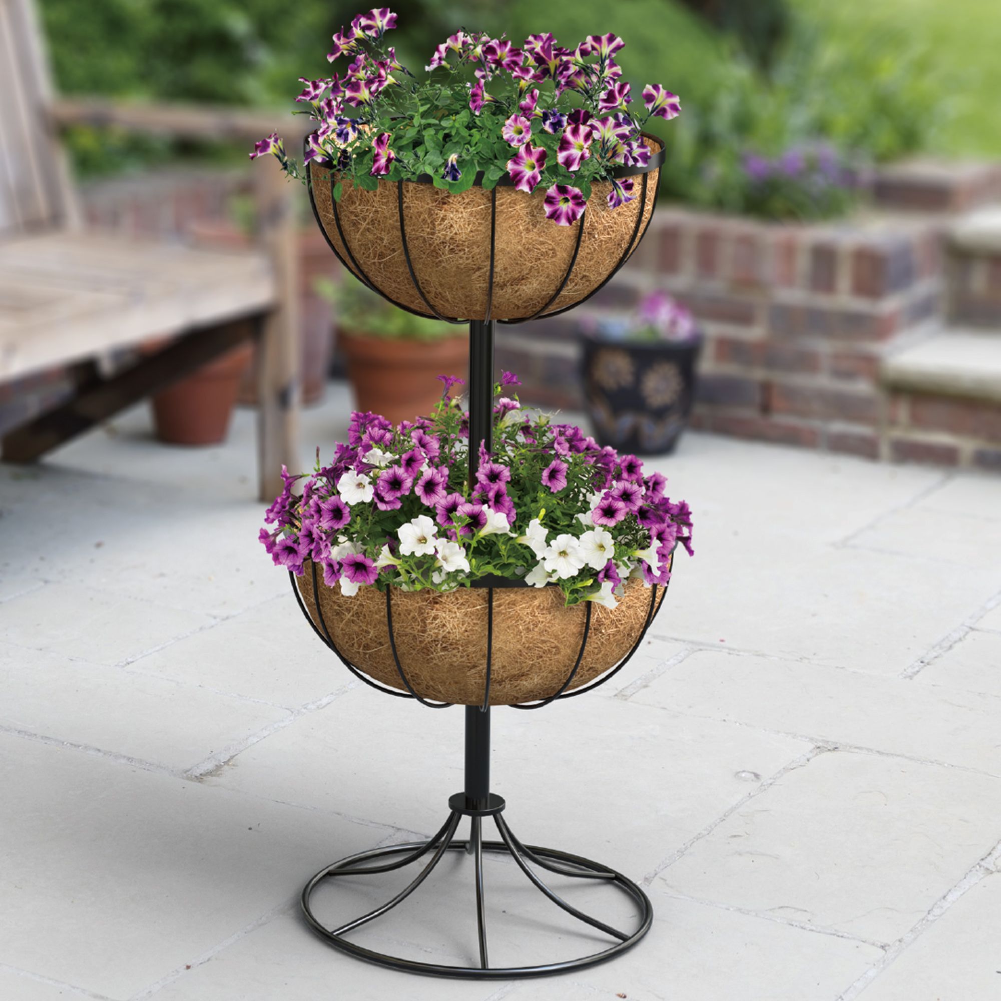 Panacea Hanging Garden Black Flower fountain Round Planter