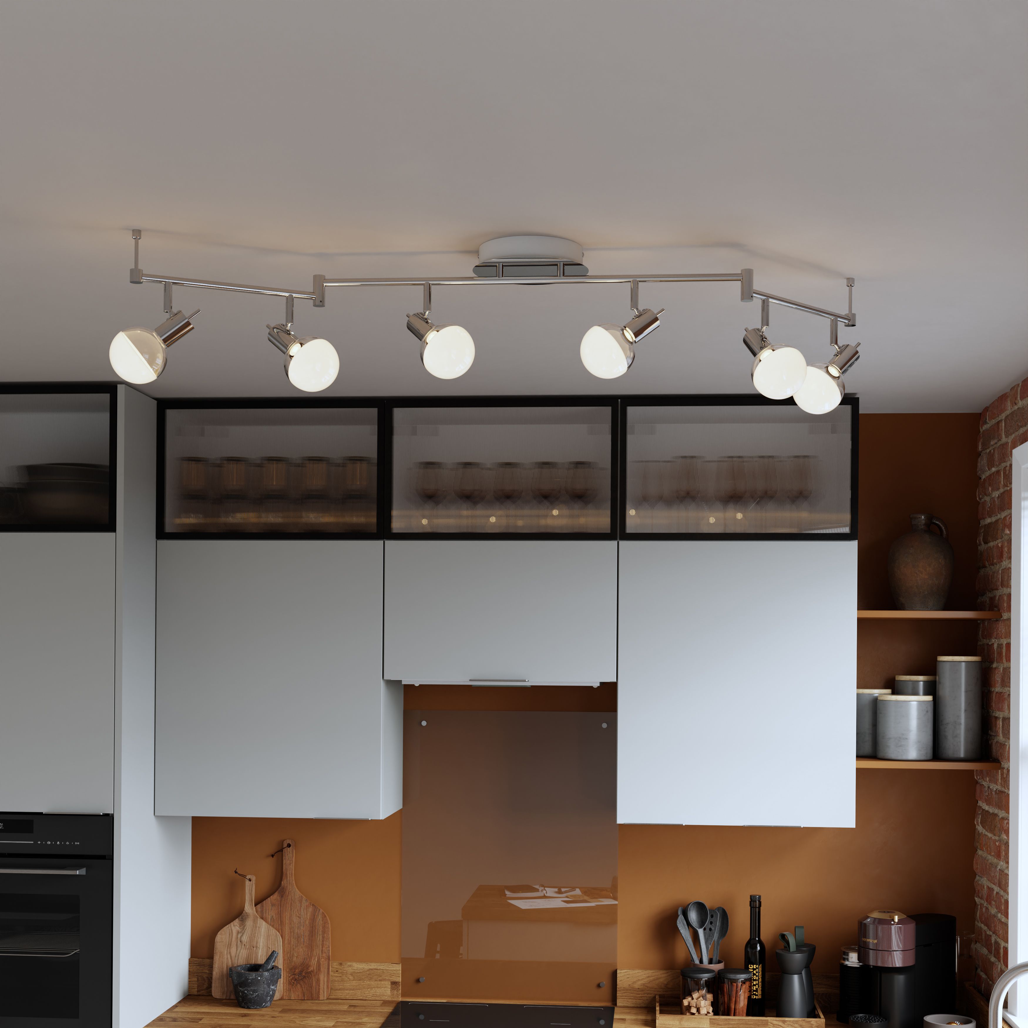 Panacea Tube Gloss Chrome effect 6 Light Spotlight bar