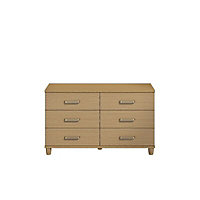 Pandora Textured Oak effect 6 Drawer Chest of drawers (H)710mm (W)1200mm (D)420mm