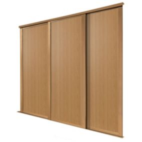 Panel Shaker Natural oak effect 3 door Sliding Wardrobe Door kit (H)2223mm (W)914mm