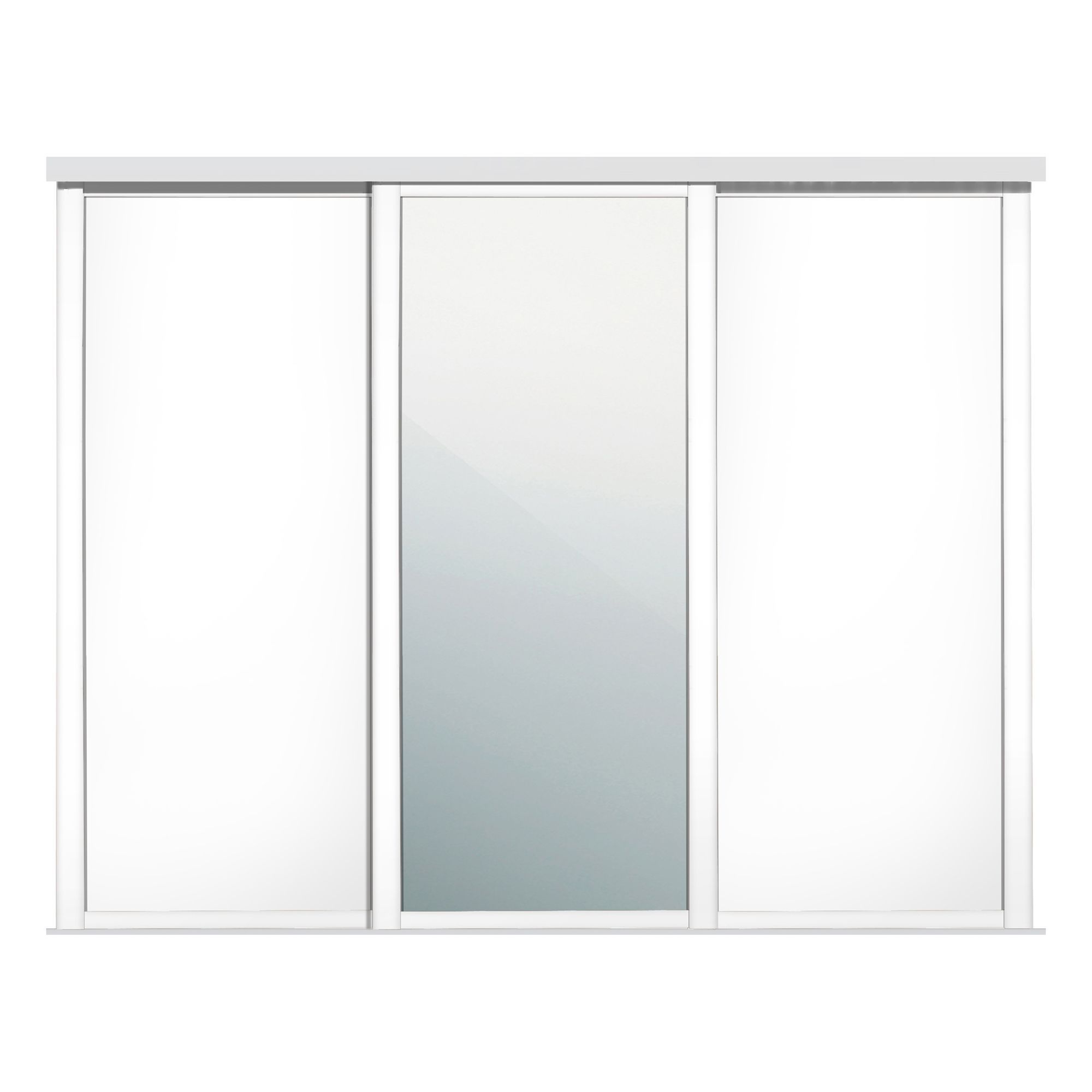 Panel Shaker With 1 mirror door White 3 door Sliding Wardrobe Door kit (H)2260mm (W)1680mm