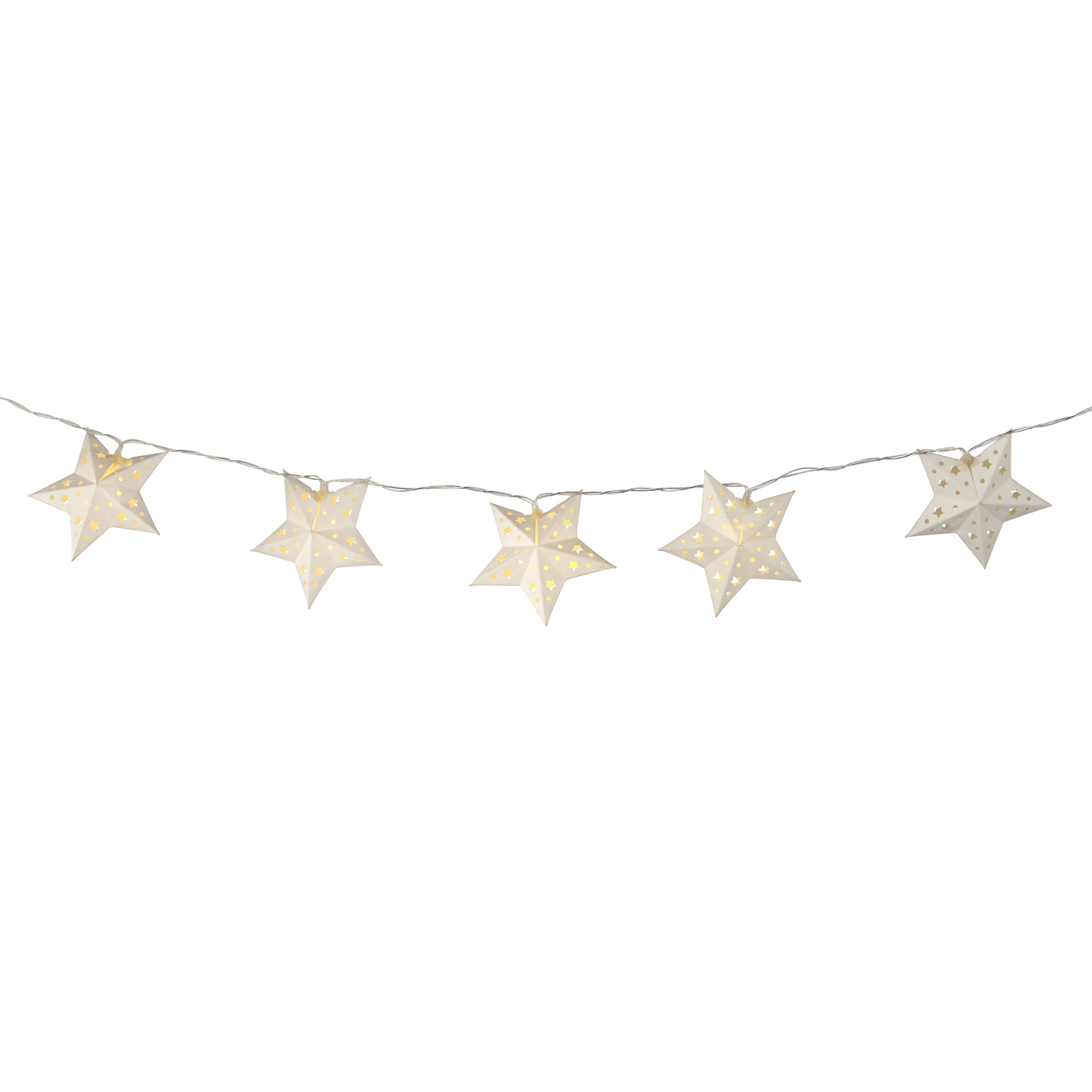 Paper star Battery-powered Warm white 10 LED Indoor String lights