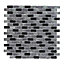 Paris Black & white Glass Mosaic tile, (L)304mm (W)300mm