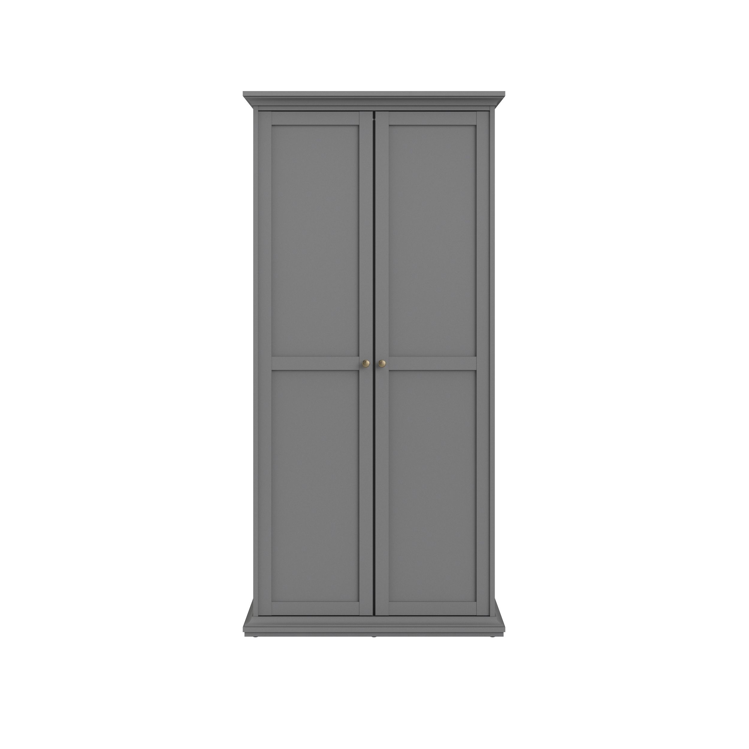Paris Modern Matt grey Double Wardrobe (H)2006mm (W)962mm (D)605mm