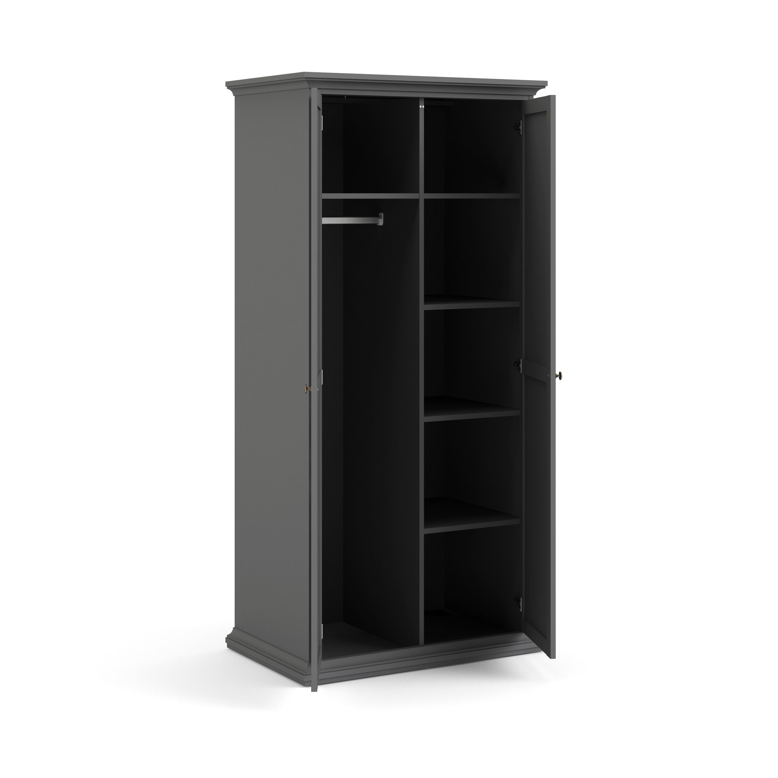 Paris Modern Matt grey Double Wardrobe (H)2006mm (W)962mm (D)605mm