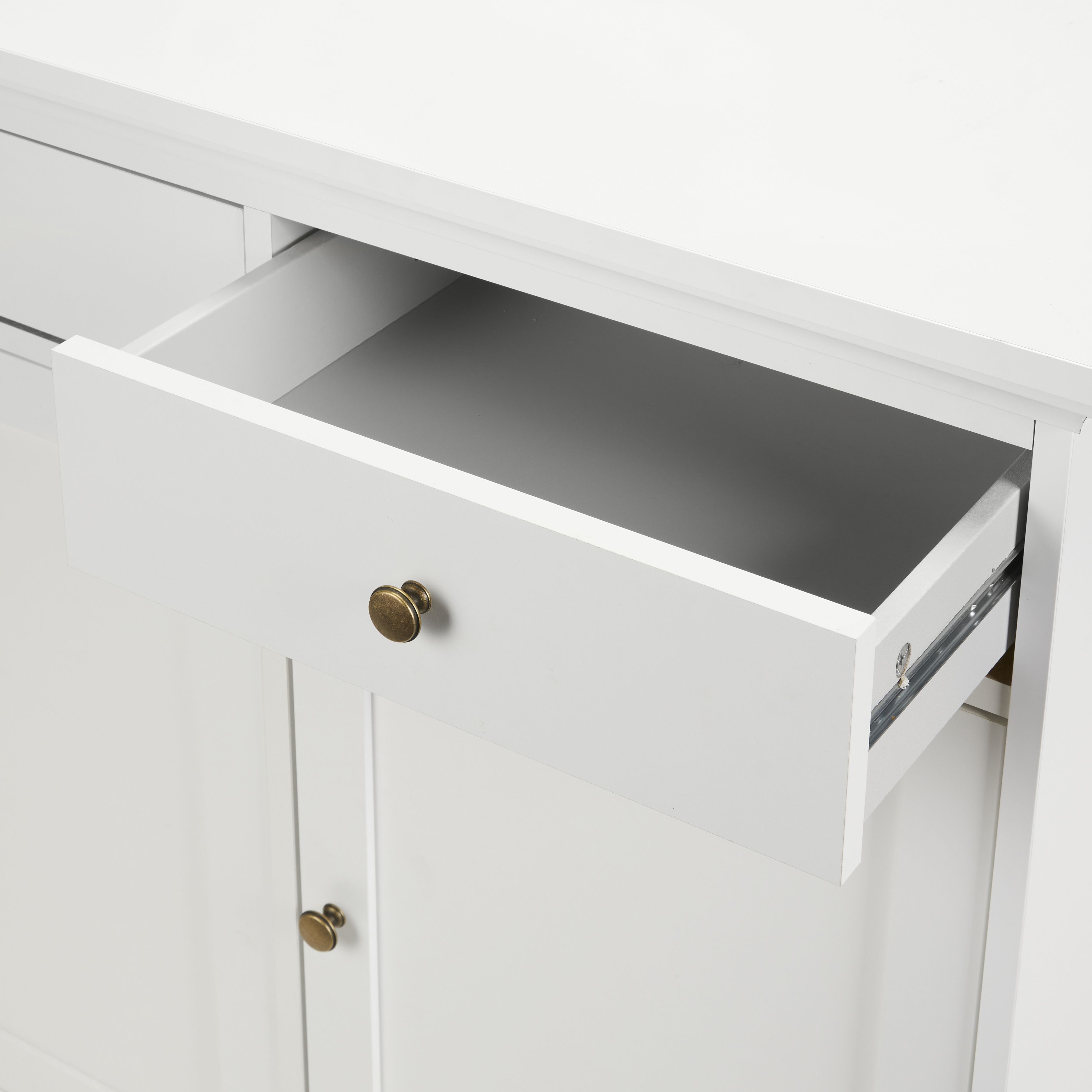 Paris White Chipboard 3 door 3 drawer Large Sideboard (H)916mm (W)1437mm (D)461mm