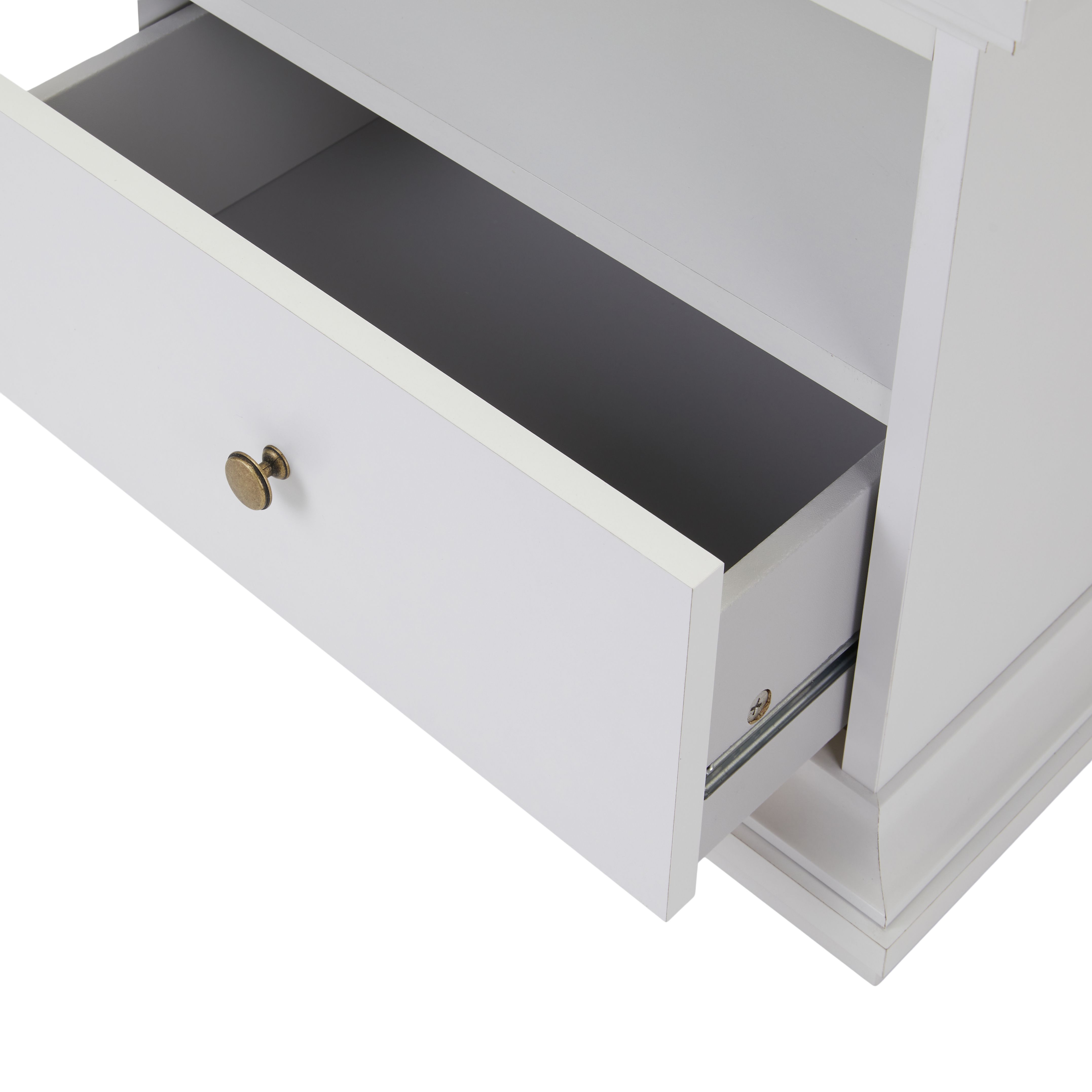 Paris White TV stand with 2 shelves, (H)50.7cm x (W)102cm x (D)41.6cm