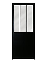 Patterned Glazed Industrial White Glass, medium-density fibreboard (MDF), poplar & steel Internal Door, (H)2040mm (W)830mm