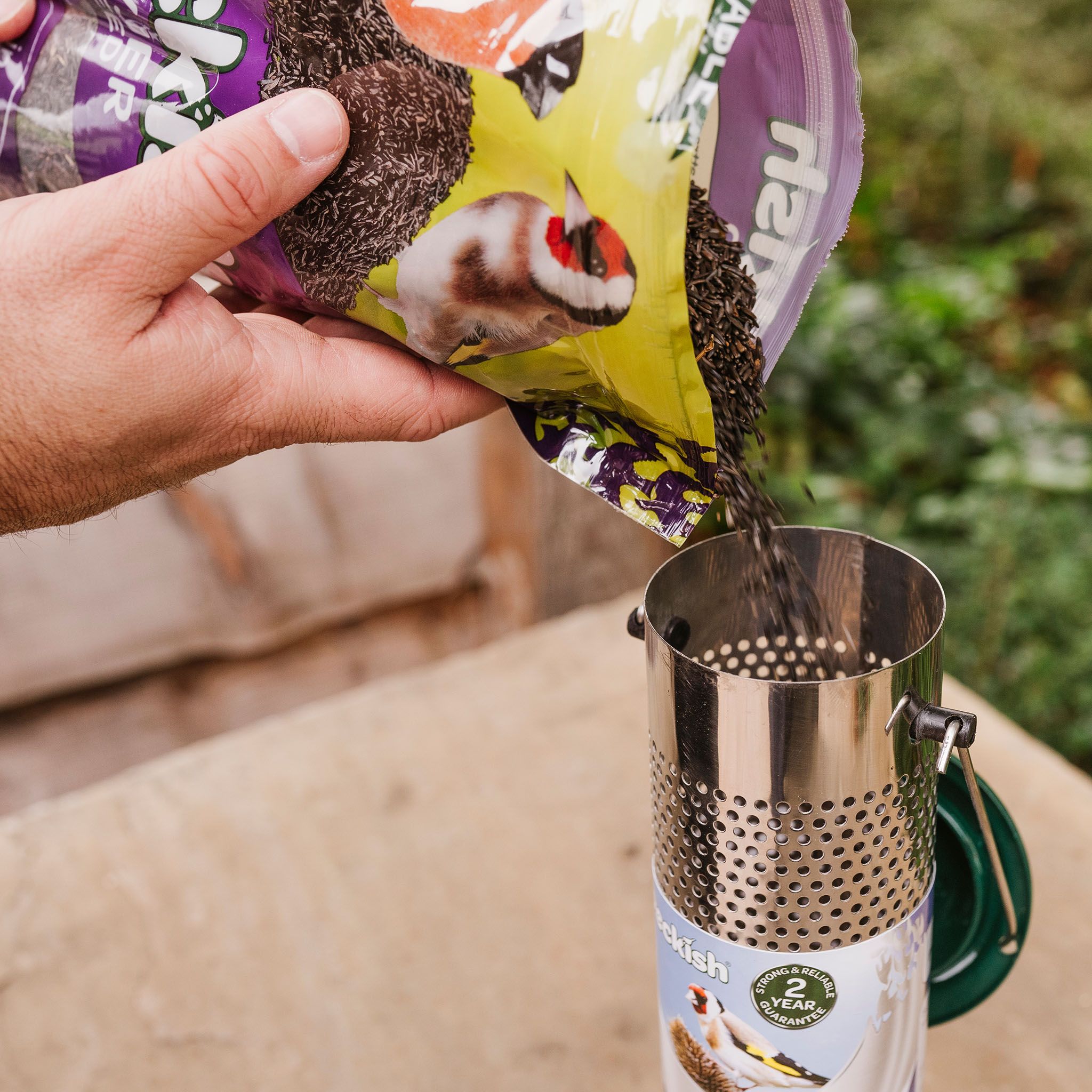 Peckish Plastic & steel Seed & nyger Green All weather Bird feeder 0.7L