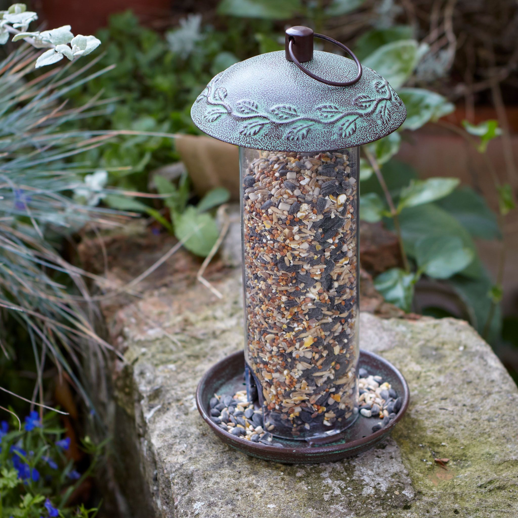 Peckish Secret garden Steel Seed Green Bird feeder 0.7L