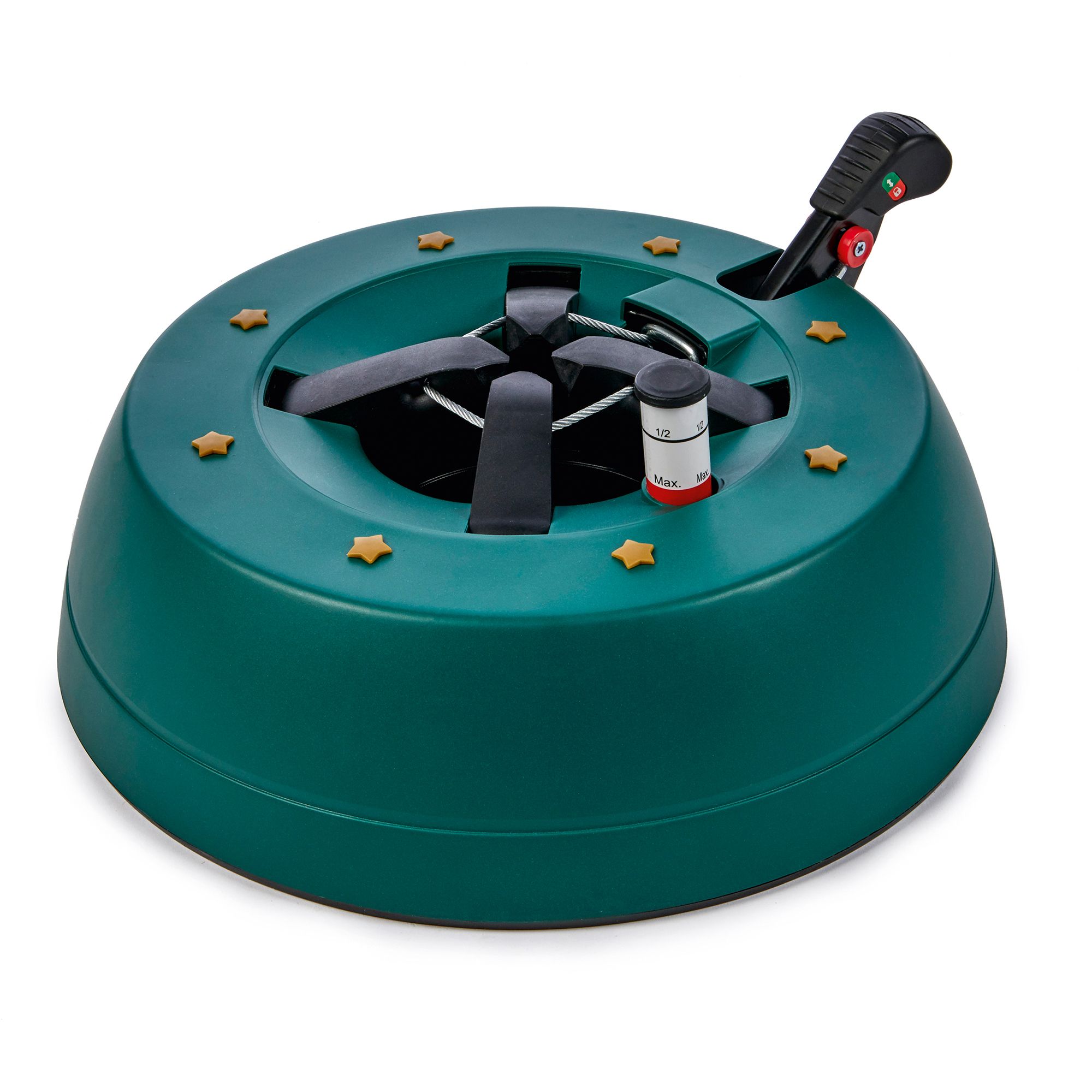 Pedal operated Green Metal & plastic Star Christmas tree stand 8.5cm