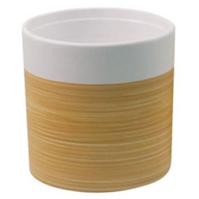 Penan White Wood effect Ceramic Circular Plant pot (Dia)30cm