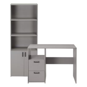 Penwith Matt grey 5 compartment 2 Shelf Freestanding Rectangular Bookcase (H)1800mm (W)662mm (D)257mm