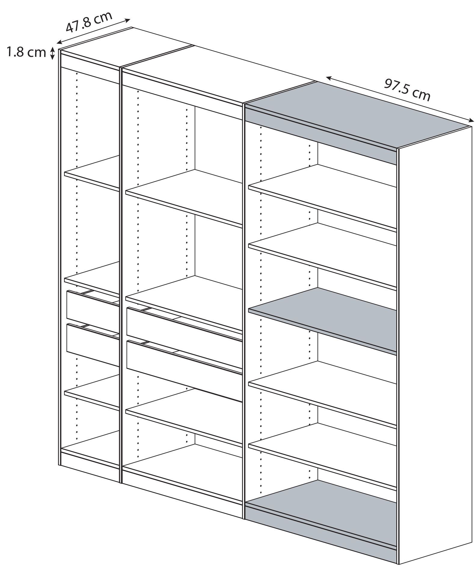 Perkin Grey oak effect Top, base & shelf kit (W)1000mm (D)478mm
