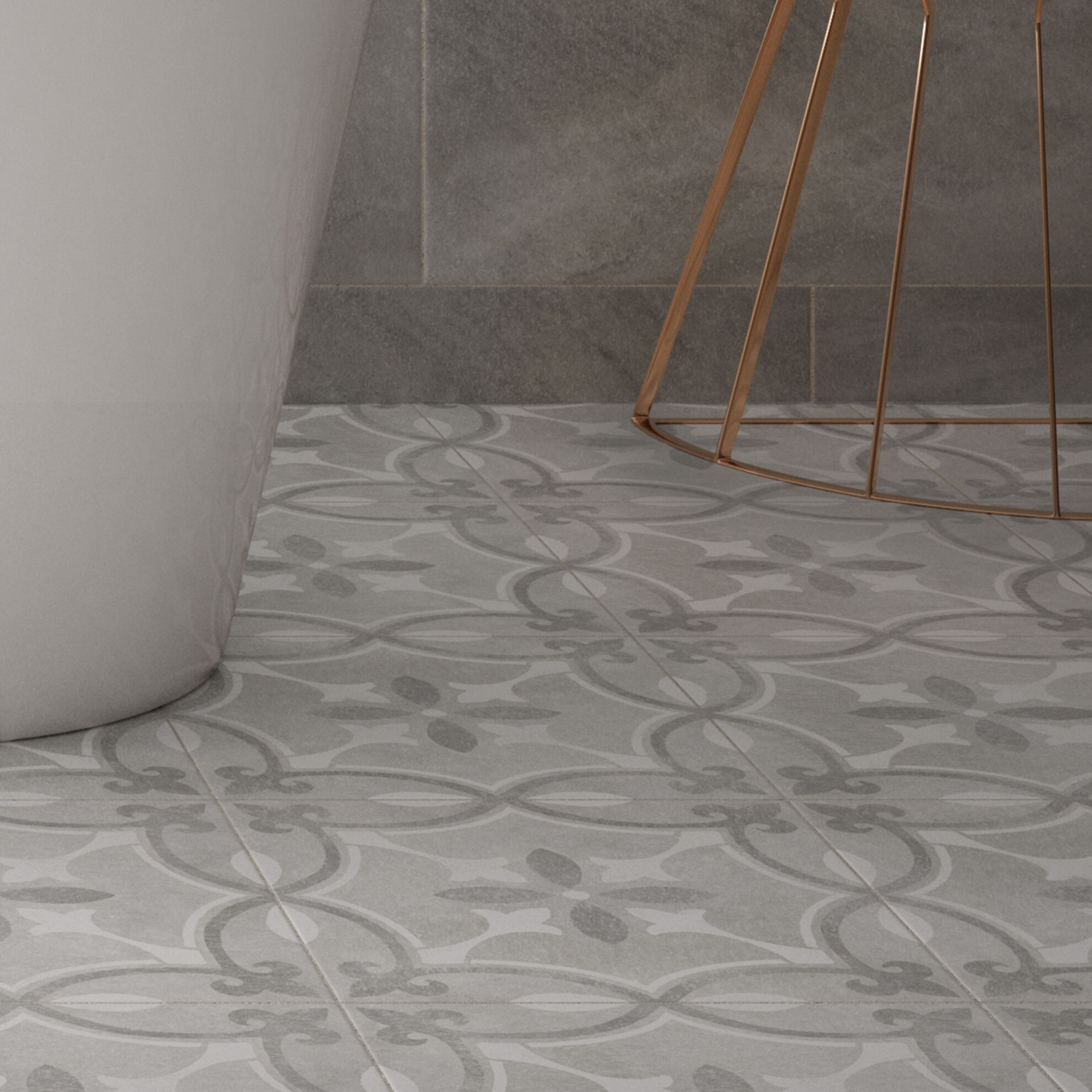 Perla Grey Patterned Ceramic Wall Floor Tile Pack Of 11 L 300mm W 300mm Tradepoint