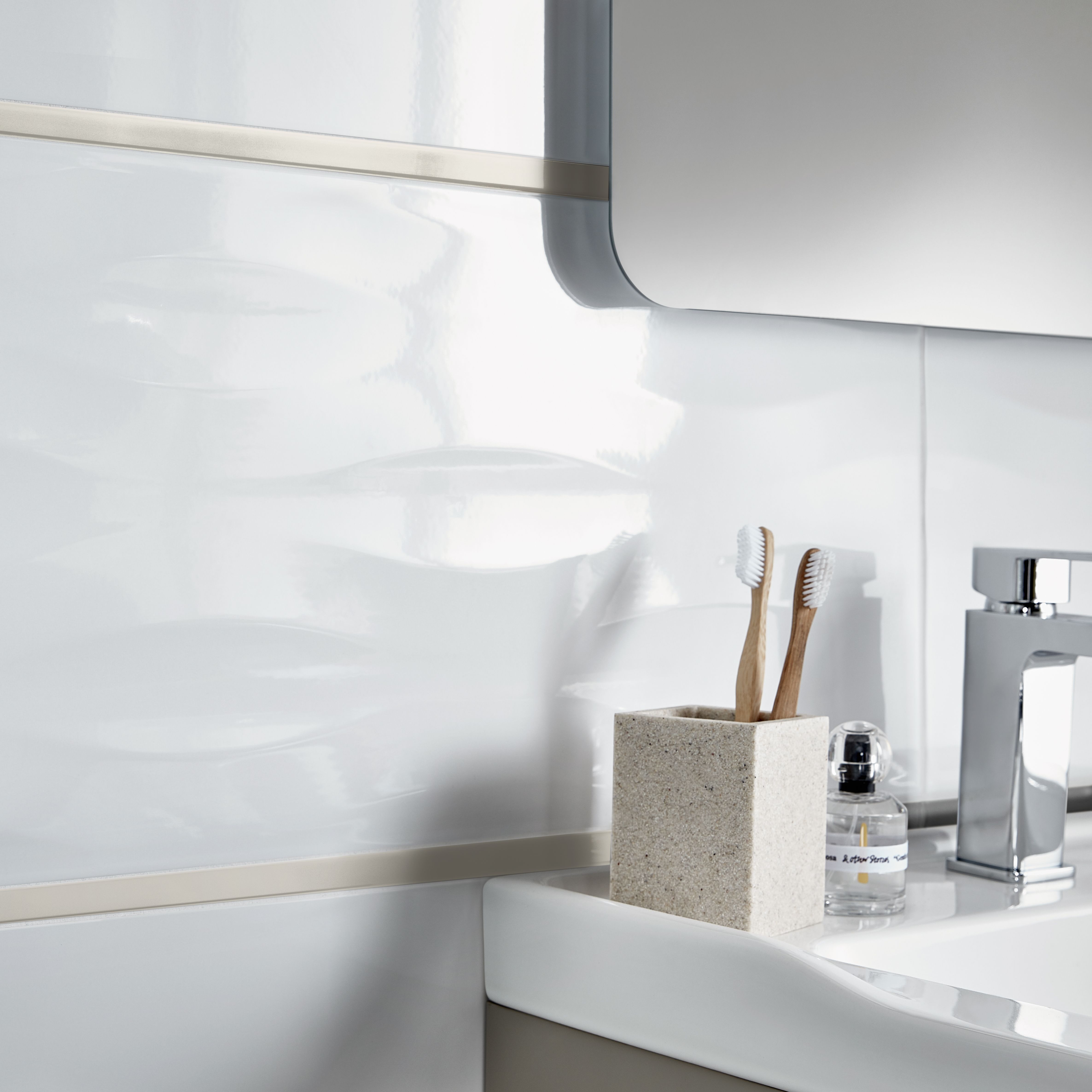 Perouso White Gloss 3D Decor Ceramic Wall Tile Sample
