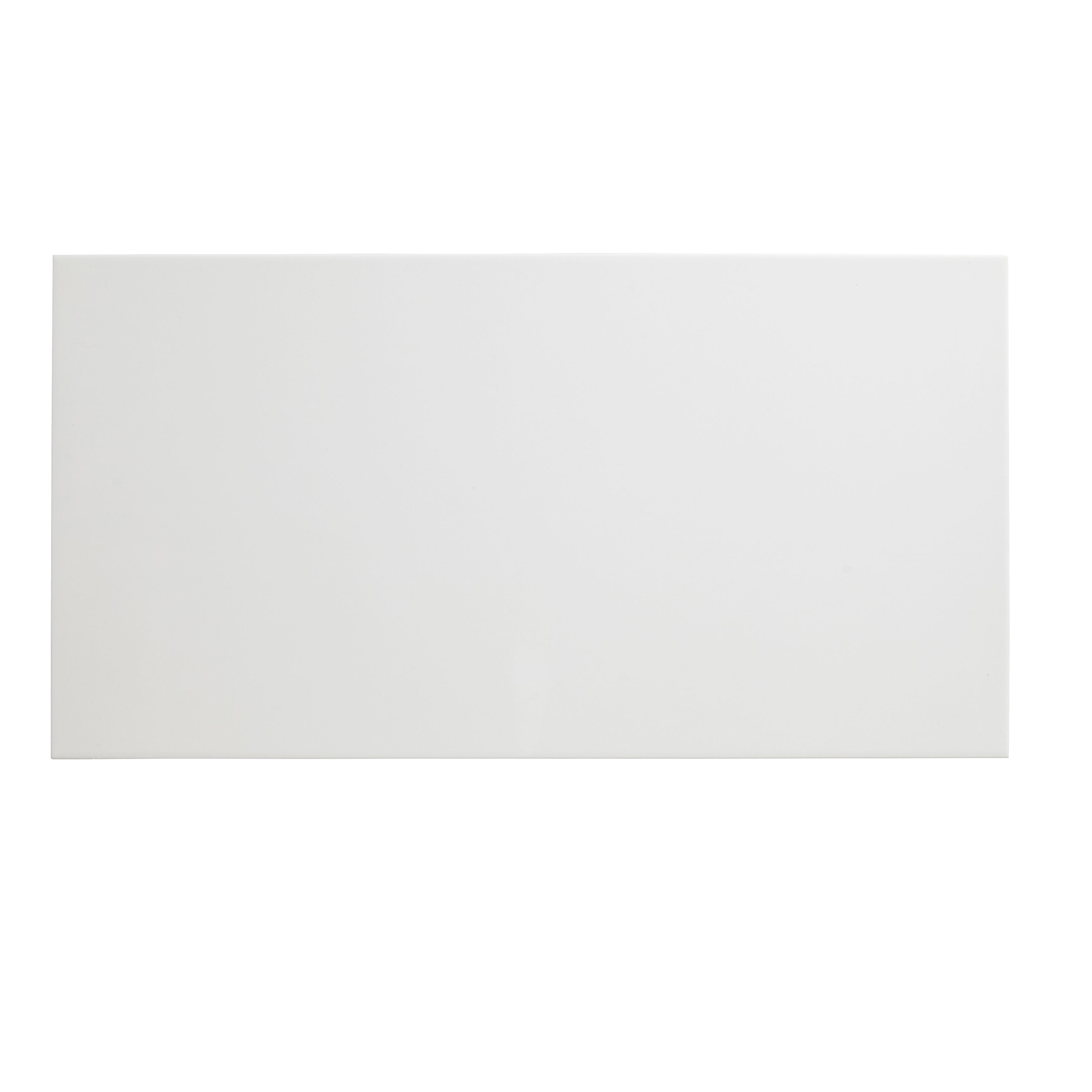 Perouso White Gloss Flat Glossy Tile Ceramic Wall Tile, Pack of 6, (L)600mm (W)300mm